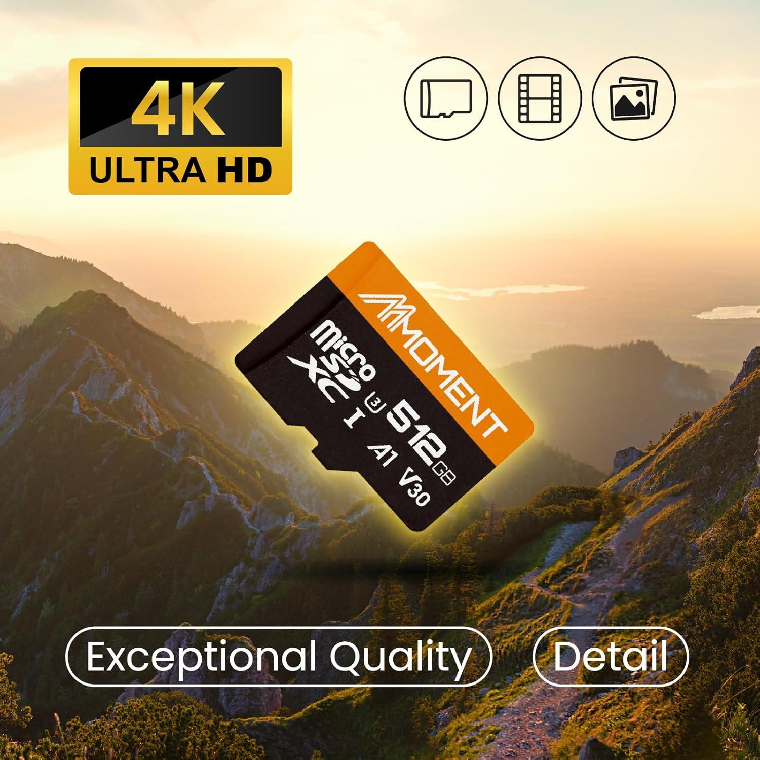 Tarjeta Micro SDXC Moment 512GB A1 UHS-I V30 Clase 10