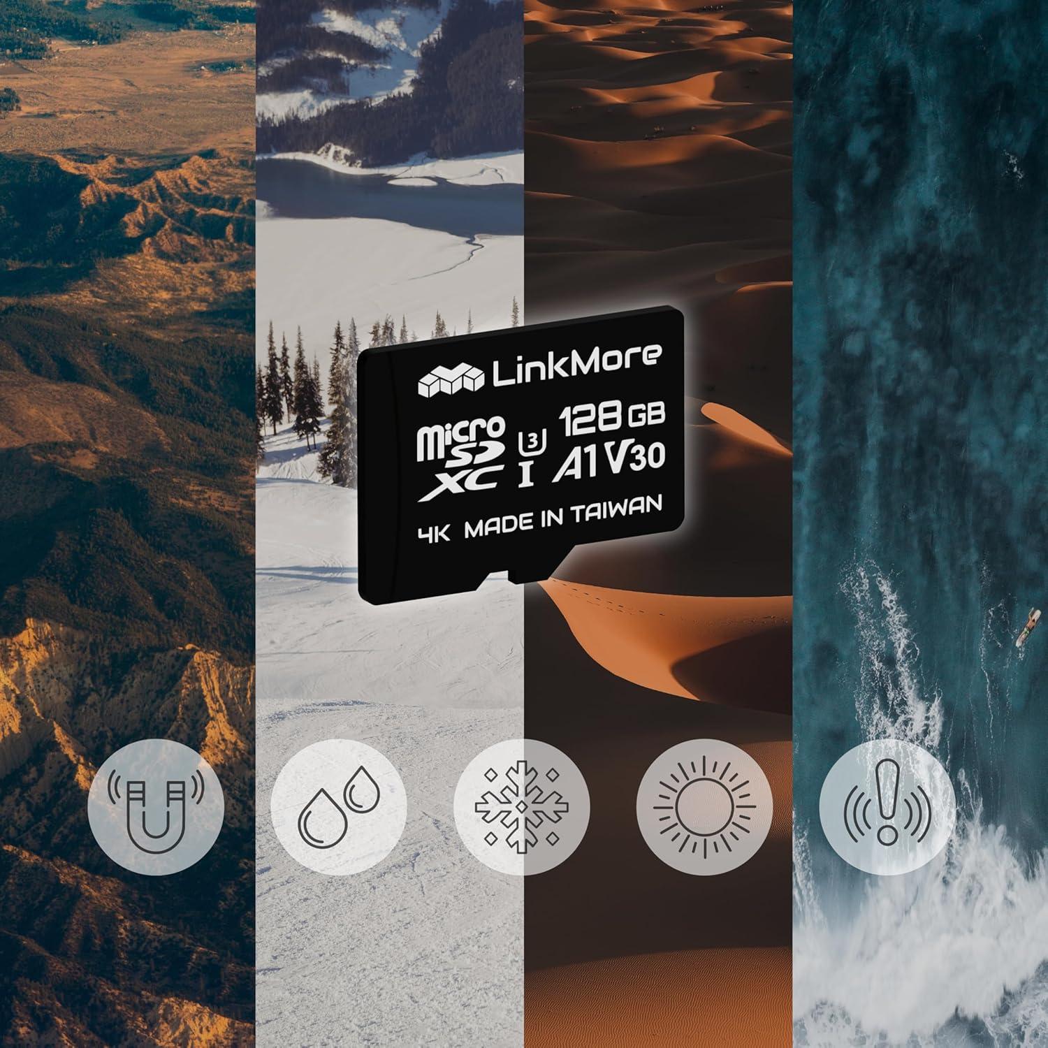 Tarjeta Micro SDXC LinkMore 128GB A1 UHS-I U3 V30 Clase 10