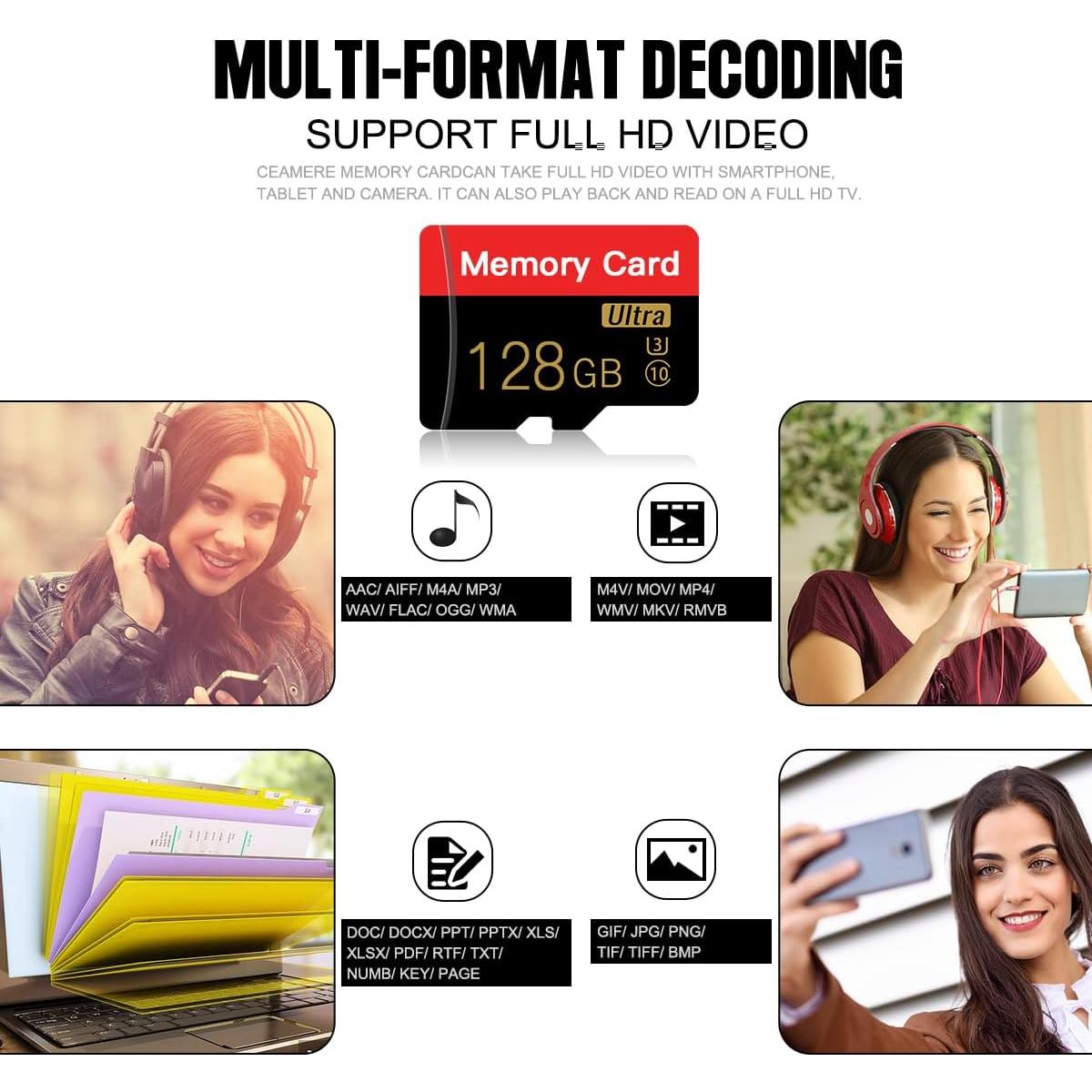 Paquete Doble de 2 Tarjetas Micro SD 128GB ESHAKHARE C10 U3