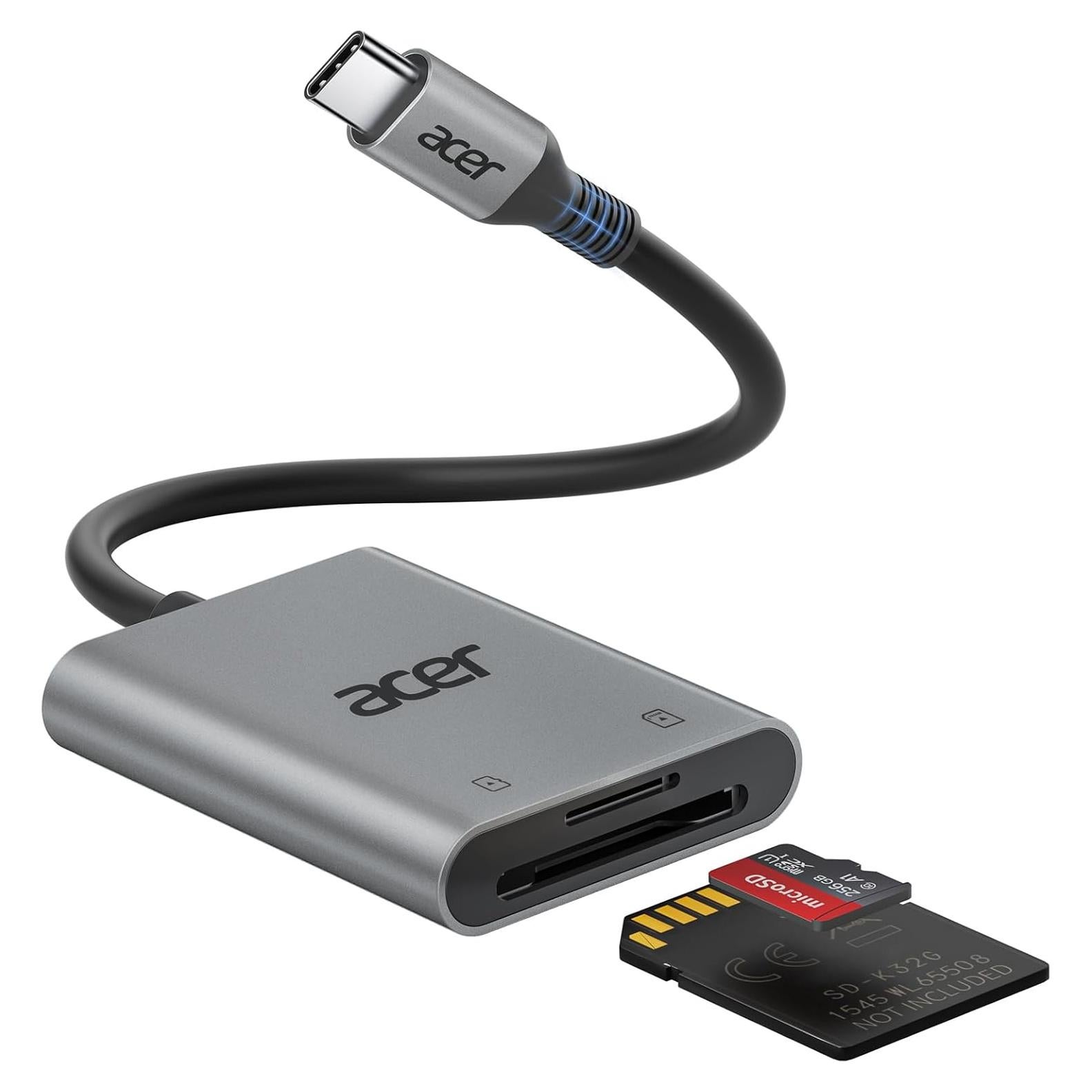 Lector de Tarjetas SD USB C Acer ODK4G0, Doble Ranura 5Gbps