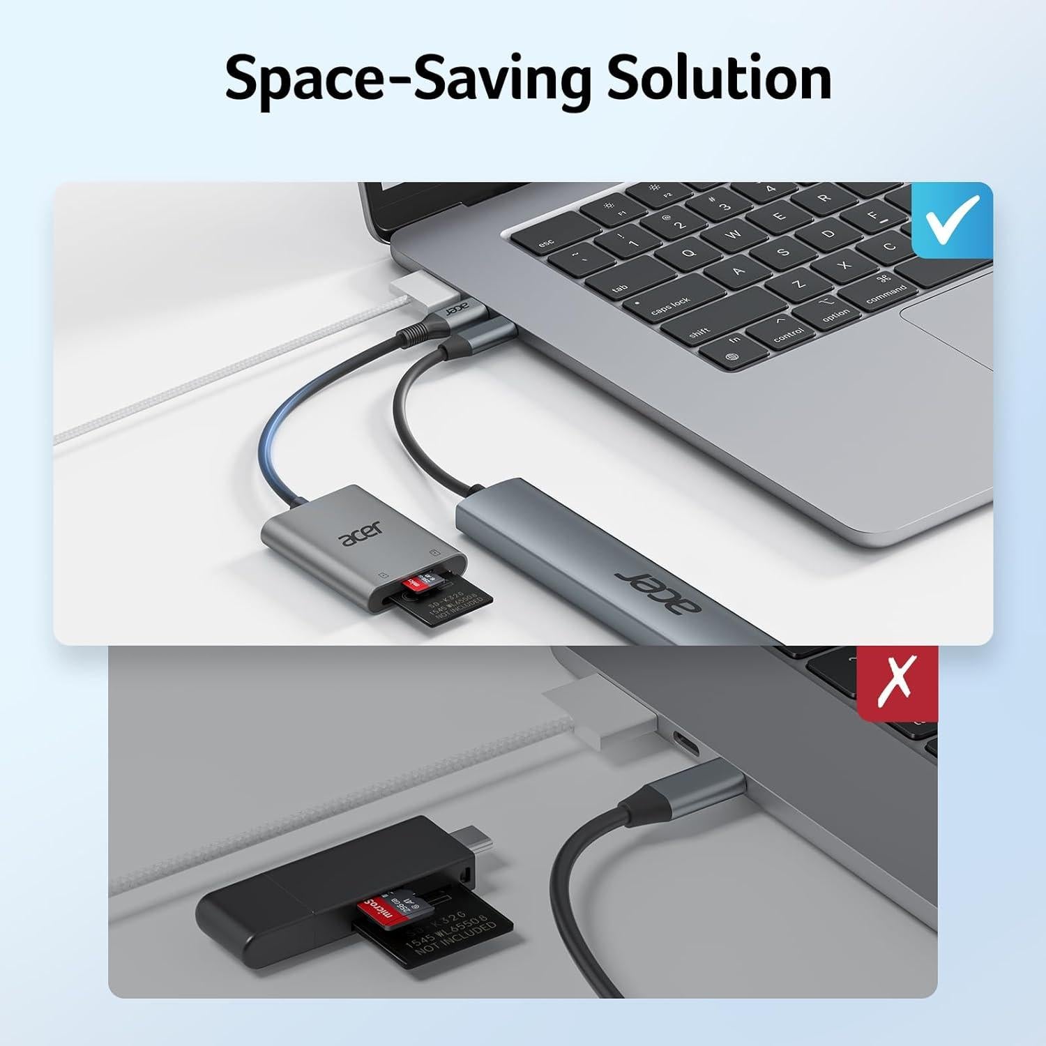 Lector de Tarjetas SD USB C Acer ODK4G0, Doble Ranura 5Gbps