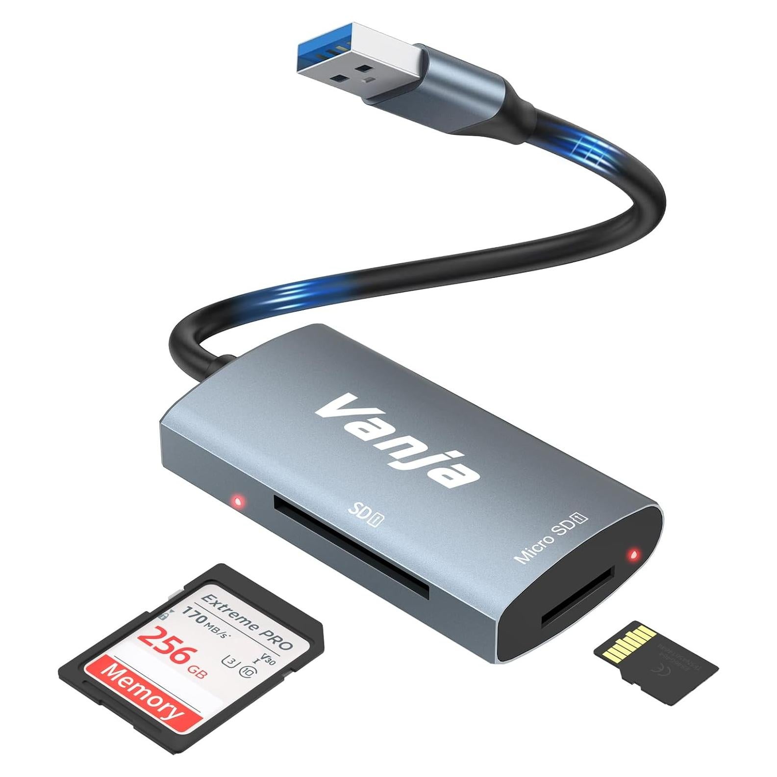 Lector de Tarjeta SD Vanja USB 3.0 2 en 1 para SD y MicroSD