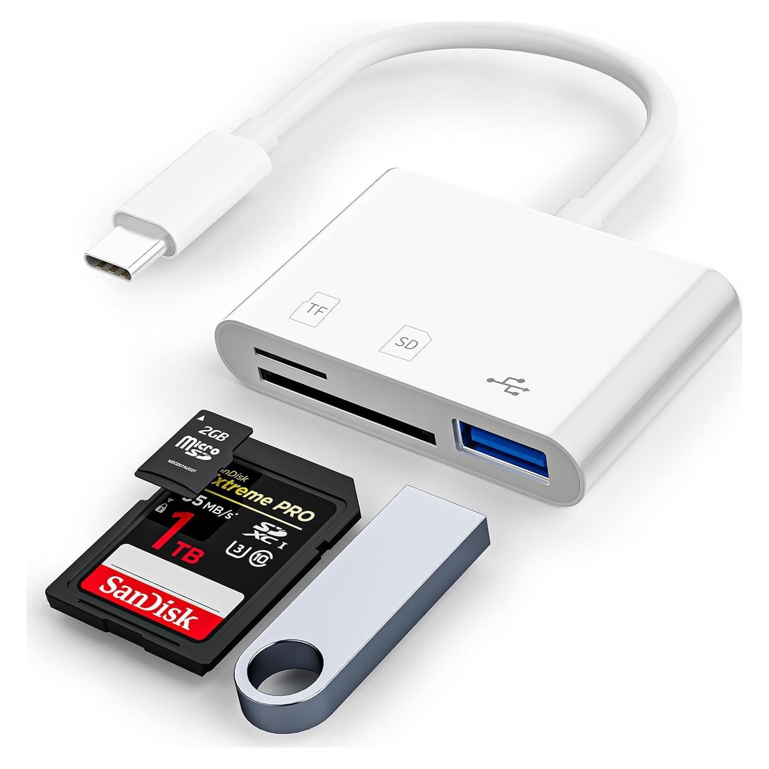 Lector de Tarjetas SD USB C Groodo 3 en 1 para iPhone y Mac
