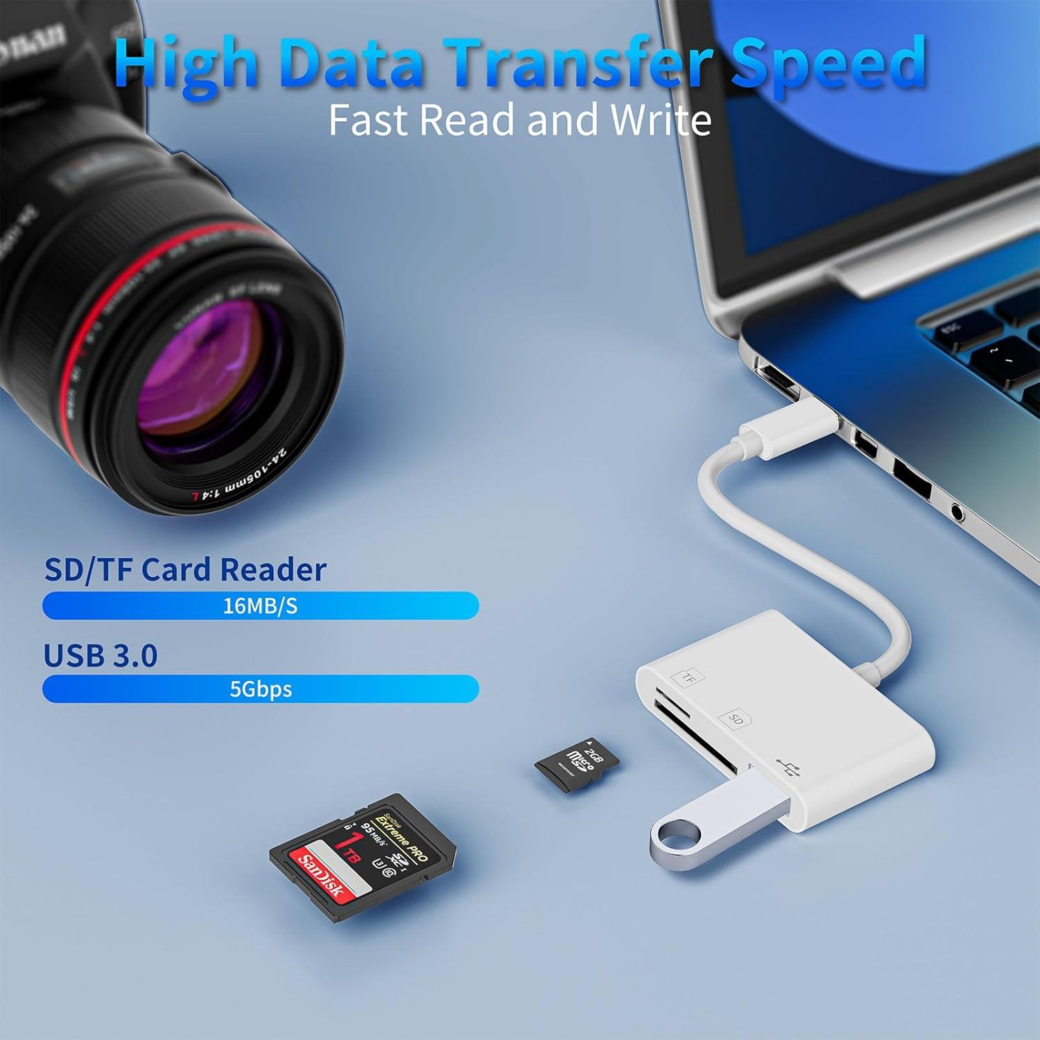 Lector de Tarjetas SD USB C Groodo 3 en 1 para iPhone y Mac