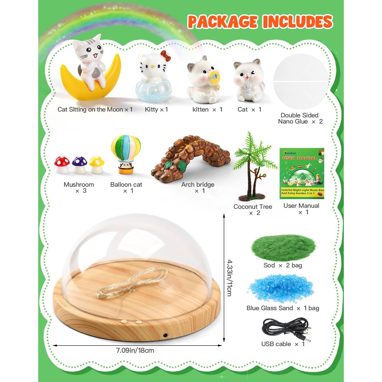 Luz Nocturna Musical DIY Laclun Gato para Niños 3-10 Años
