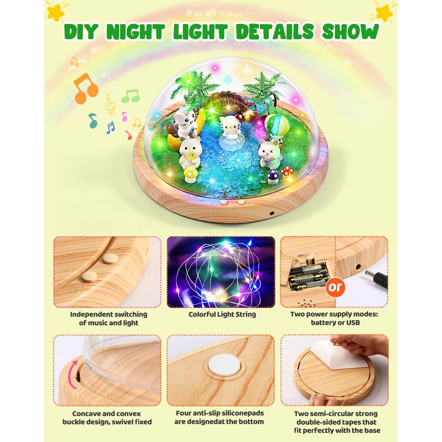 Luz Nocturna Musical DIY Laclun Gato para Niños 3-10 Años