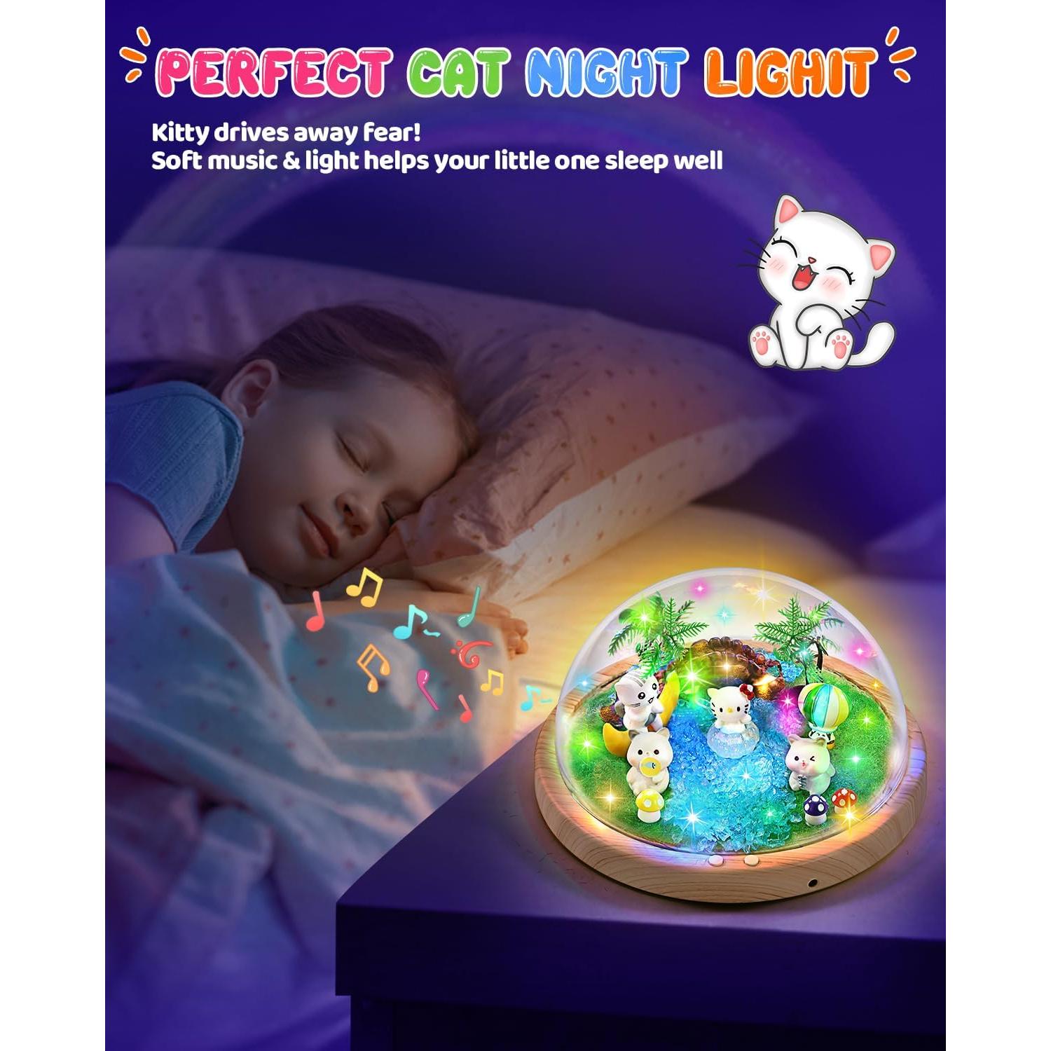Luz Nocturna Musical DIY Laclun Gato para Niños 3-10 Años