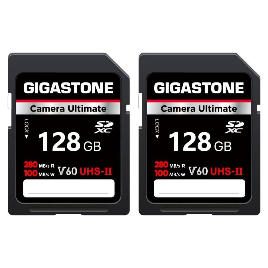 Tarjeta SD GIGASTONE 128GB UHS-II V60 Paquete de 2 Alta Velocidad