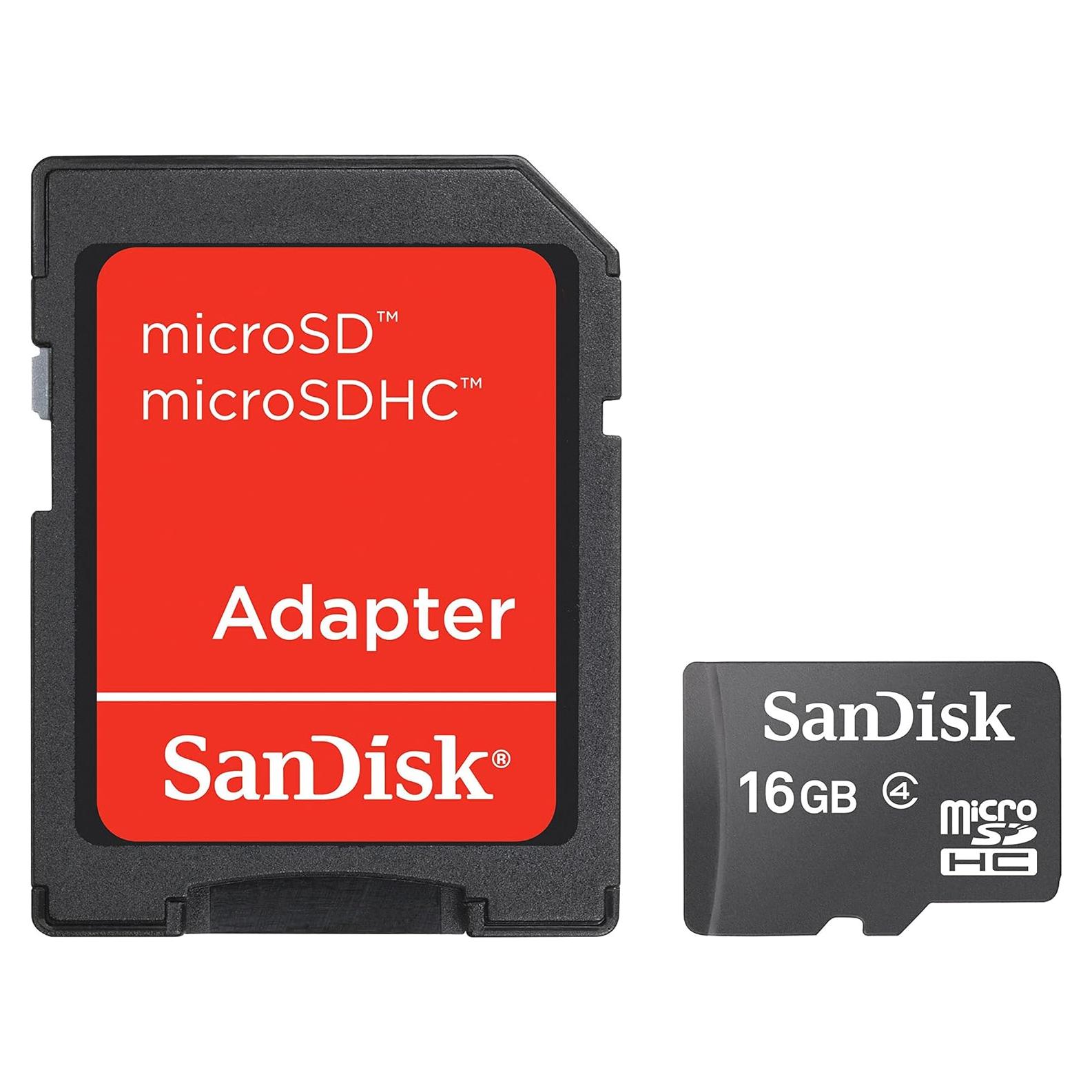 Tarjeta MicroSDHC SanDisk 16GB Clase 4 con Adaptador
