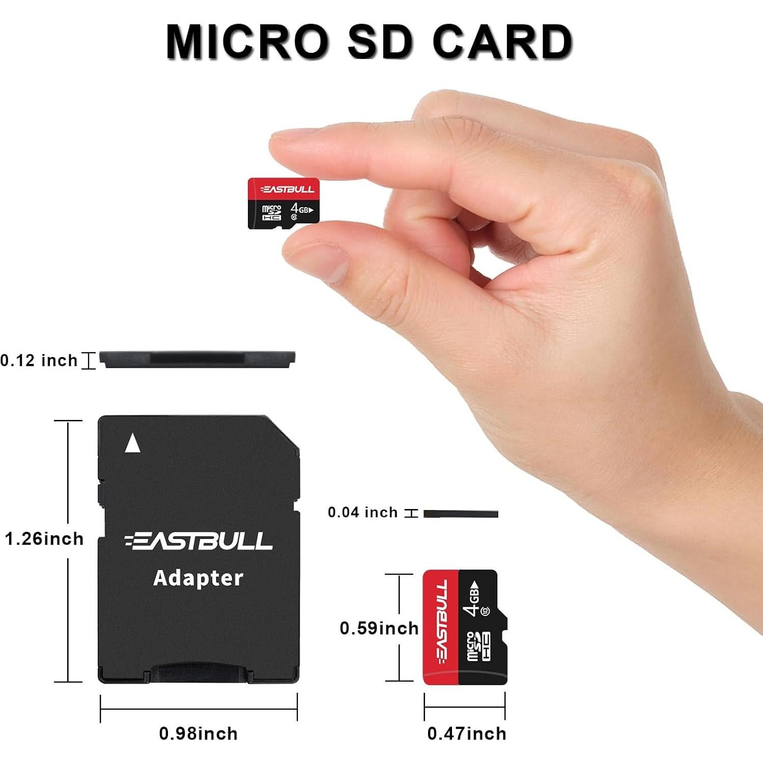 EASTBULL 4GB 10-Pack of Micro SD Card, 4GB SD Cards Pack Full HD Video 90MB/s UHS-I U1 Micro SDHC Class 10 for Surveillance Security Cam (10 Units and 2 Adapters)