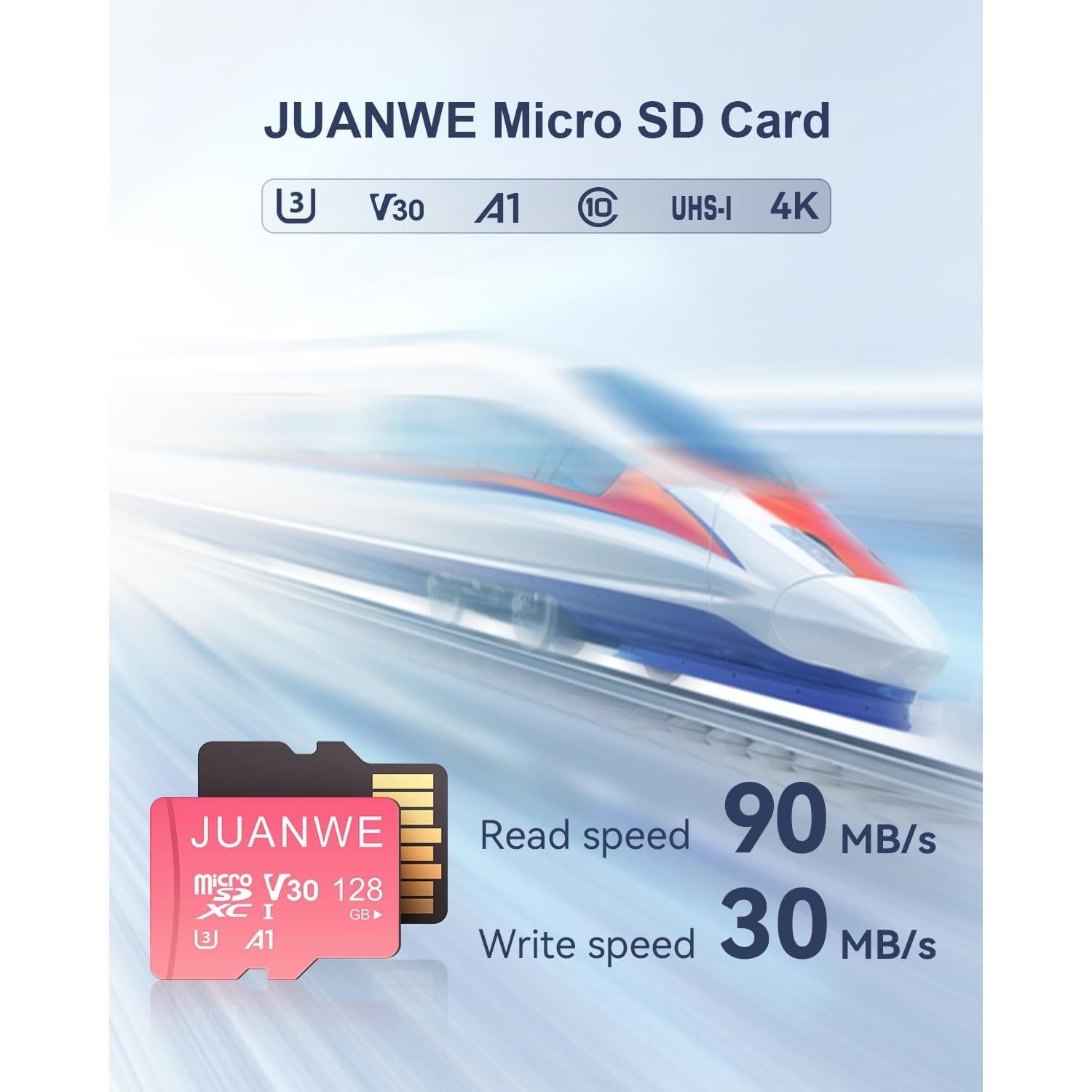 JUANWE Tarjeta Micro SD 128GB x2 con Adaptador SD U3 V30