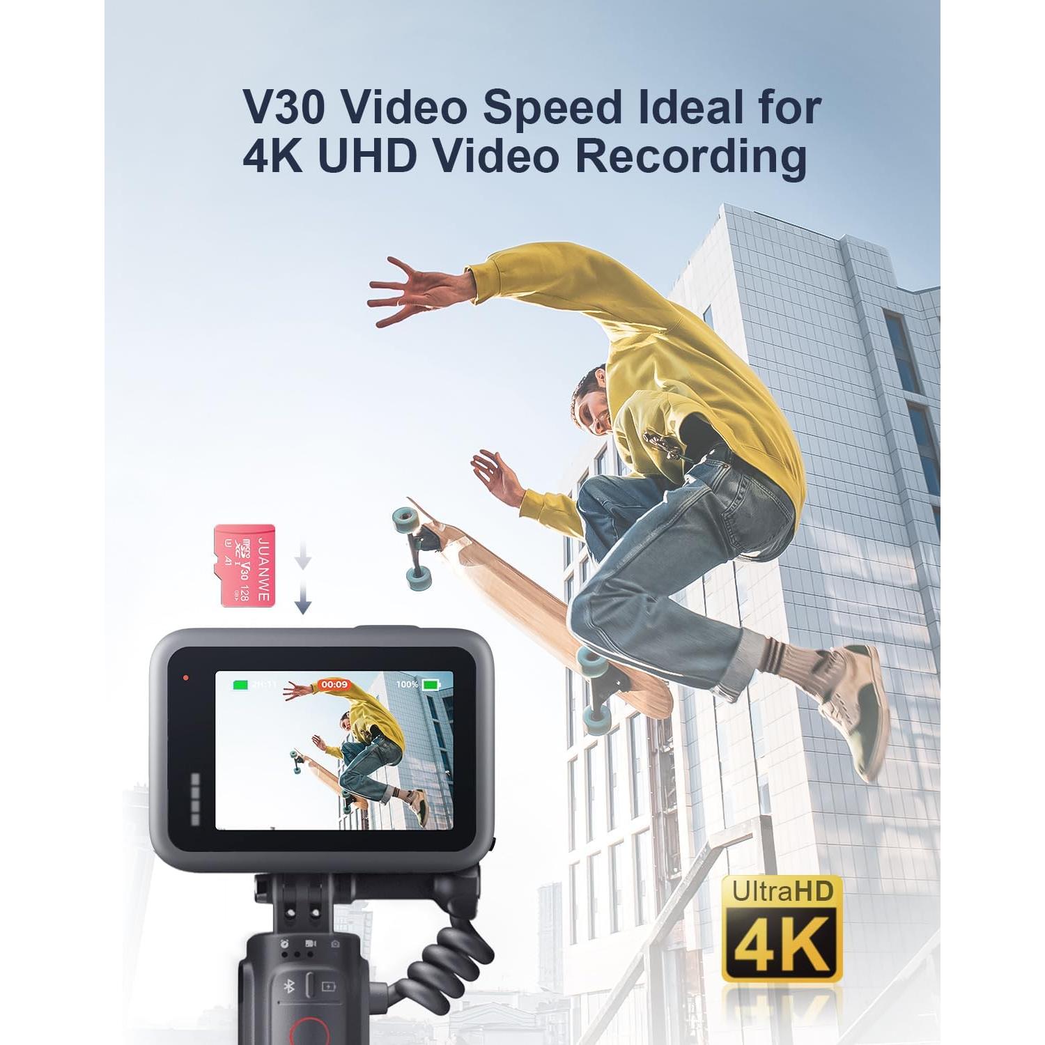 JUANWE Tarjeta Micro SD 128GB x2 con Adaptador SD U3 V30