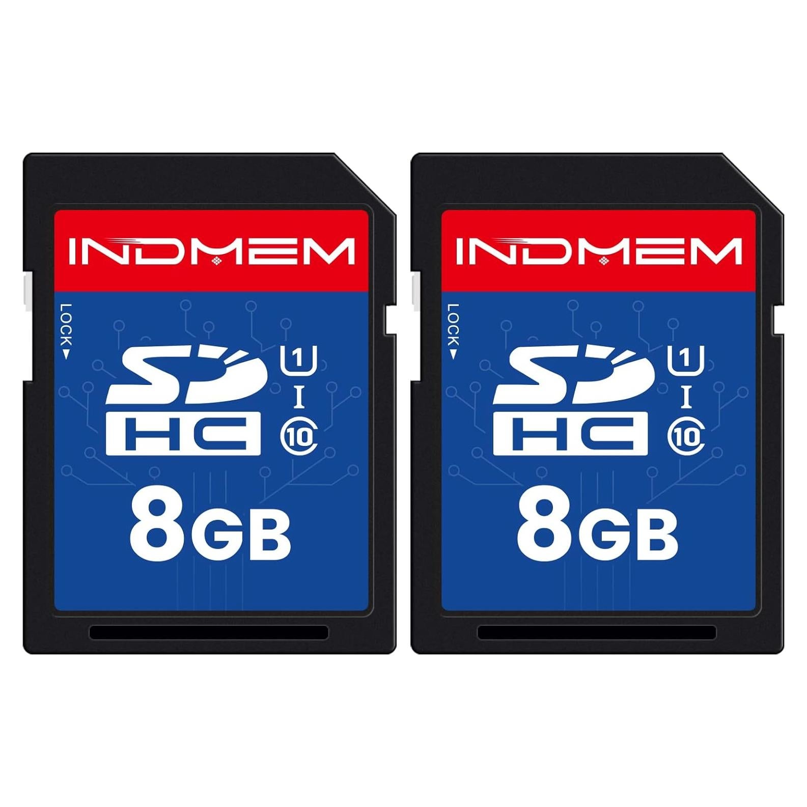 Tarjeta SD INDMEM 8GB UHS-I U1 Clase 10 2 Pcs SDHC