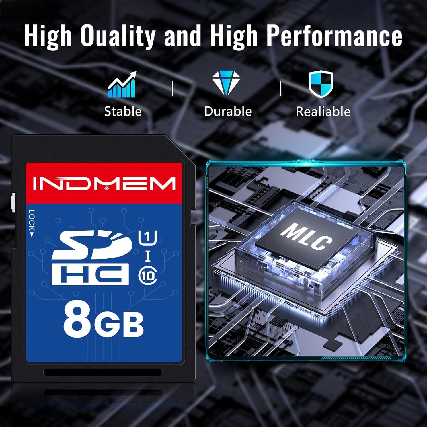 Tarjeta SD INDMEM 8GB UHS-I U1 Clase 10 2 Pcs SDHC