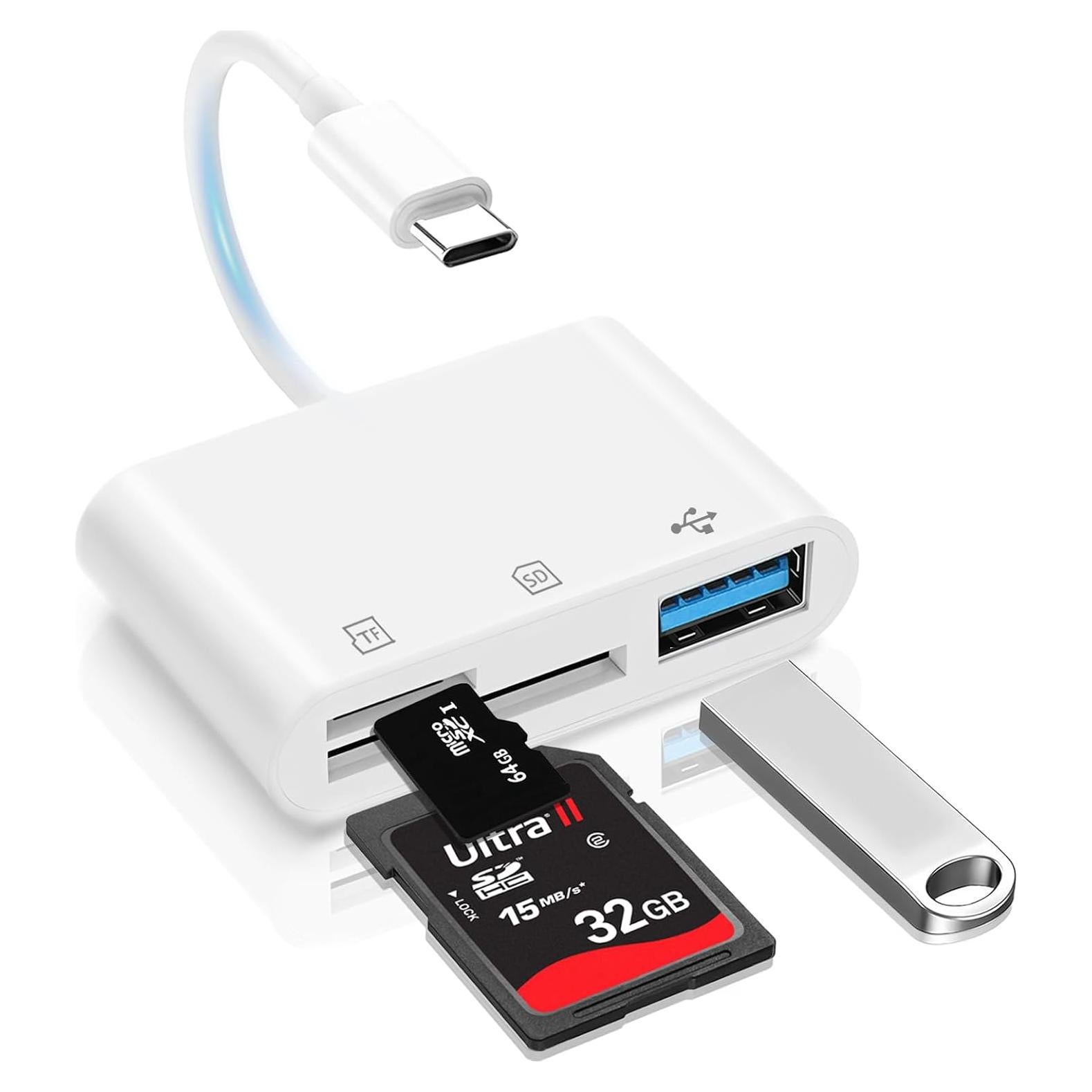 Lector de Tarjetas SD USB C MTIQHS para iPhone 15/16, 3-en-1