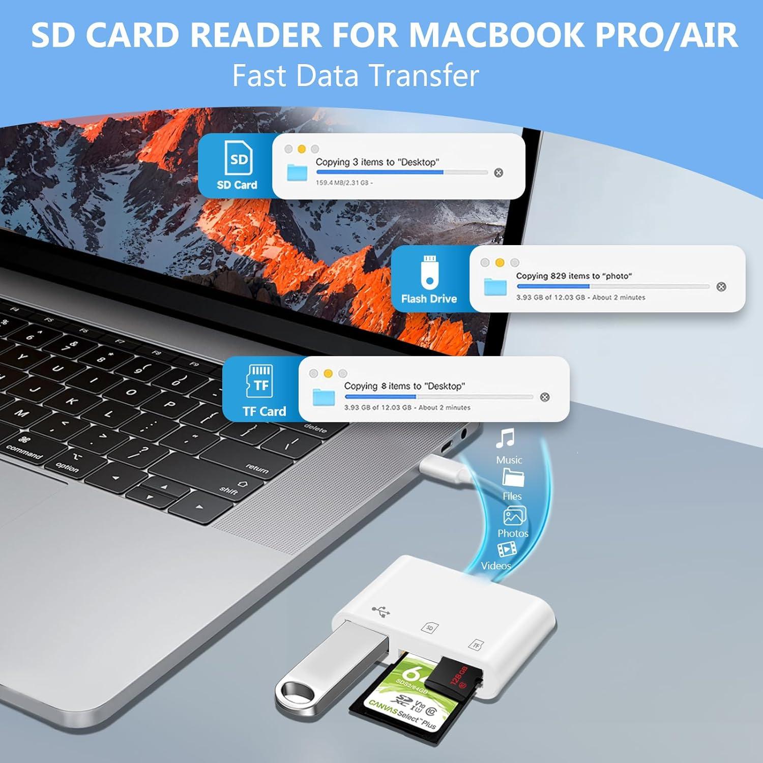 Lector de Tarjetas SD USB C MTIQHS para iPhone 15/16, 3-en-1