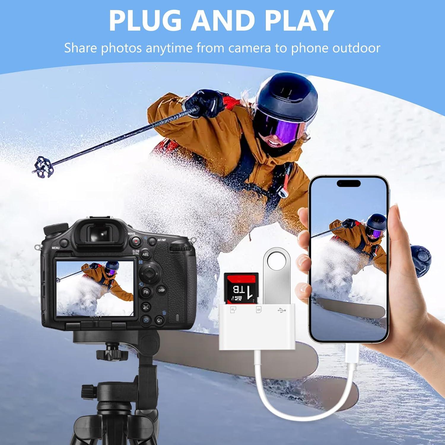 Lector de Tarjetas SD USB C MTIQHS para iPhone 15/16, 3-en-1