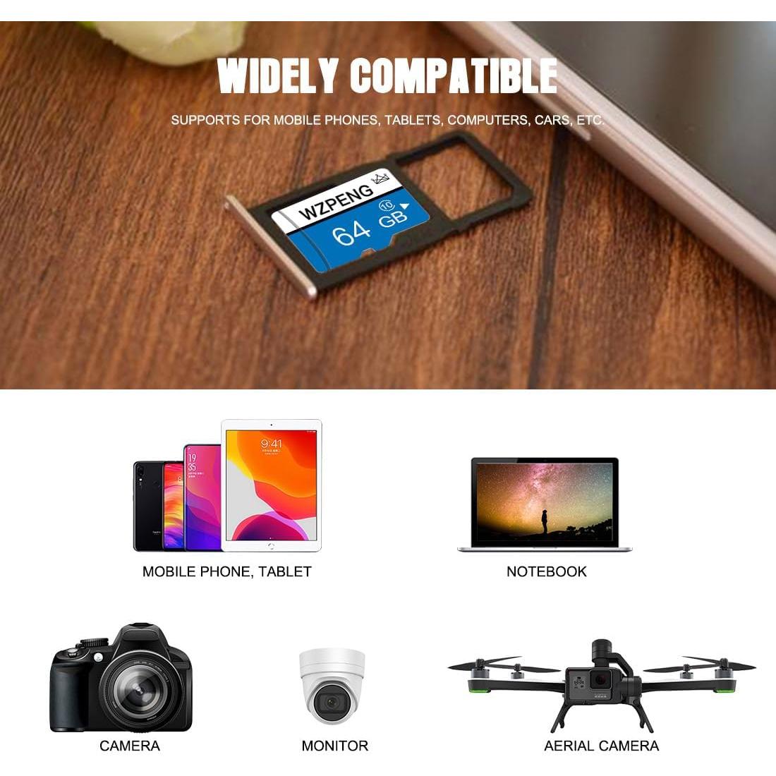 Tarjeta Micro SD 64GB Clase 10 Talebasic - 2PCS con Adaptador