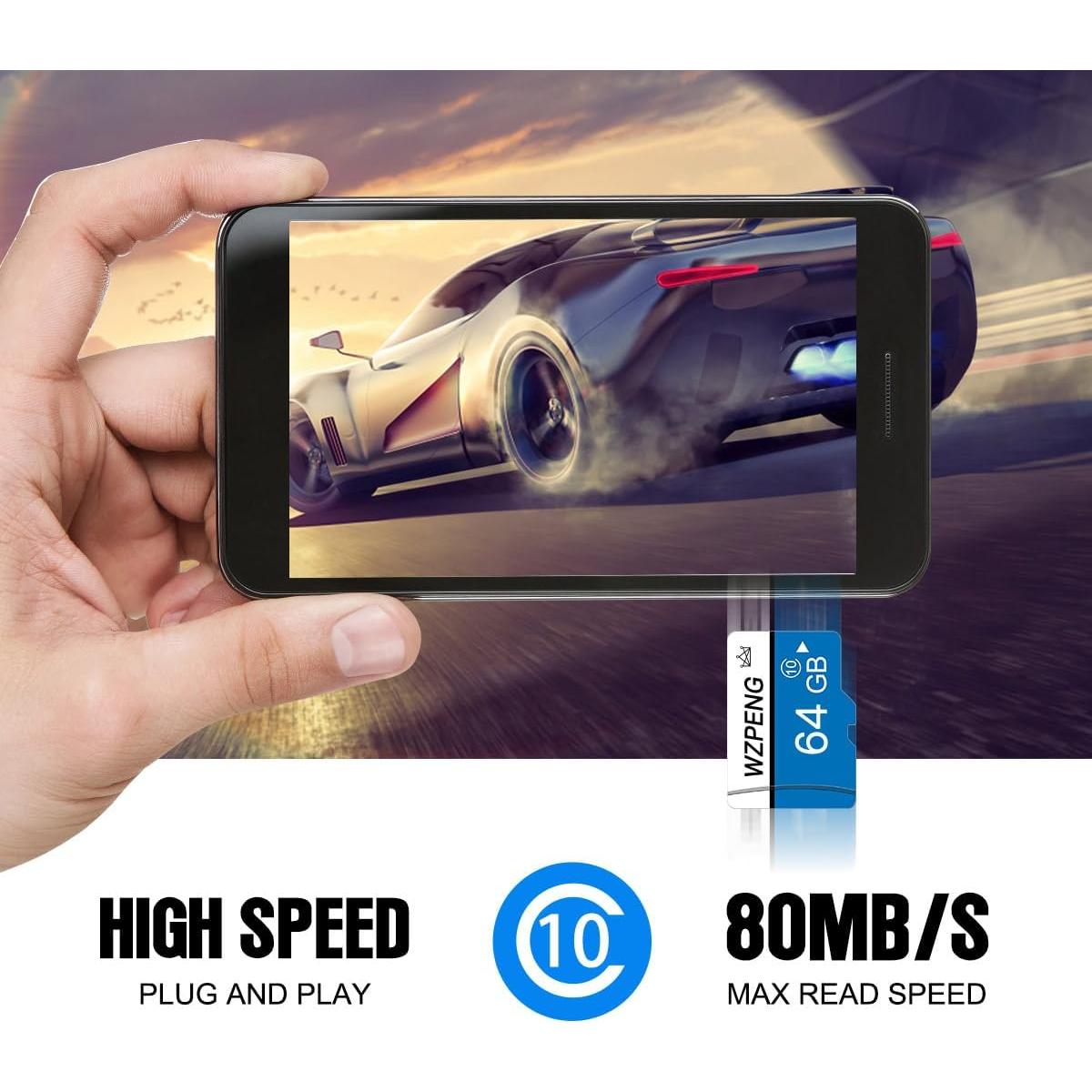 Tarjeta Micro SD 64GB Clase 10 Talebasic - 2PCS con Adaptador