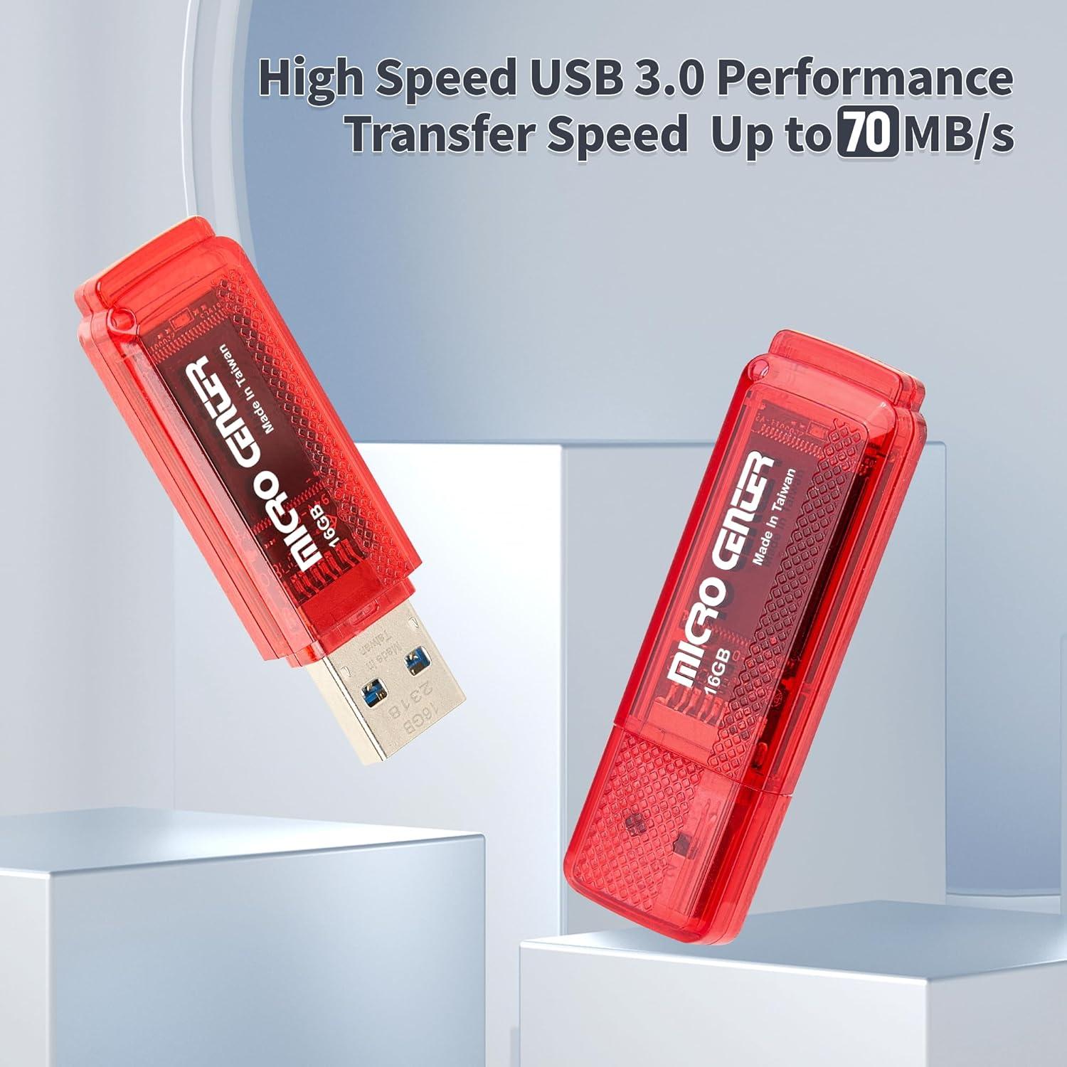 Micro Center USB 3.0 Flash Drive 16GB Rojo 2-Pack