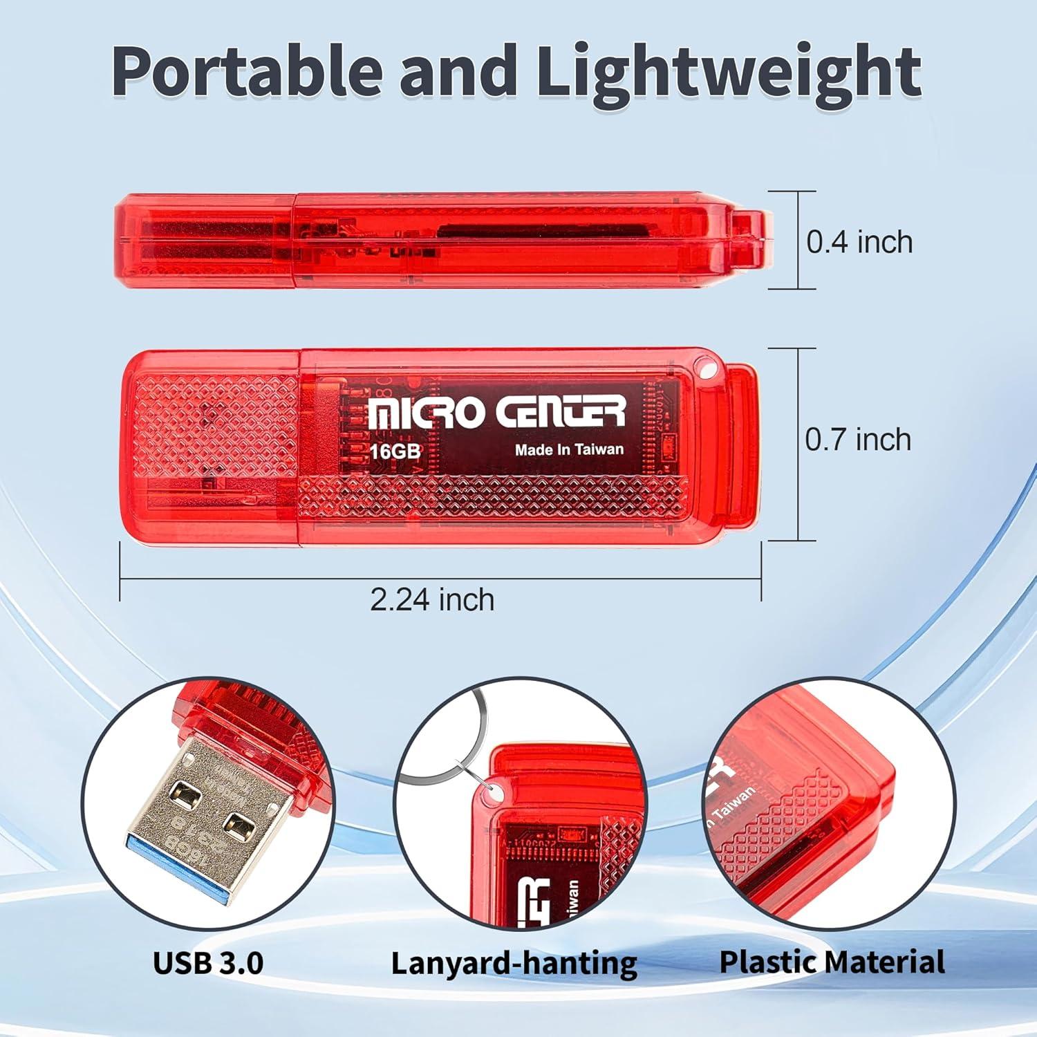 Micro Center USB 3.0 Flash Drive 16GB Rojo 2-Pack