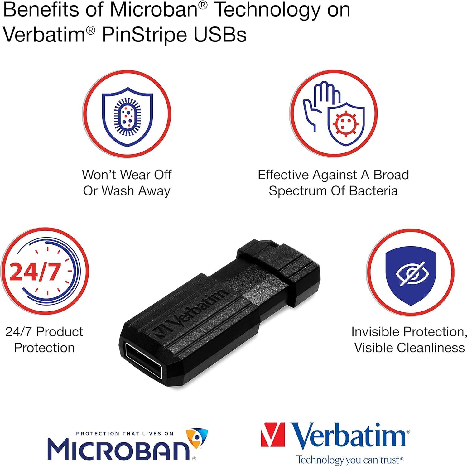 Pendrive USB 2.0 Verbatim PinStripe 32GB - Paquete de 10