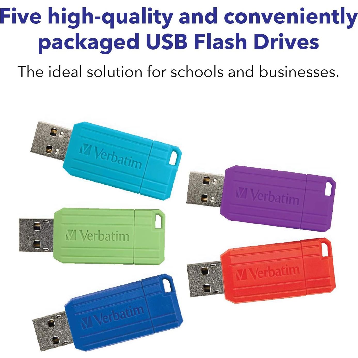 Pendrive Verbatim 32GB USB 2.0 Retráctil Multicolor 5 Pzas