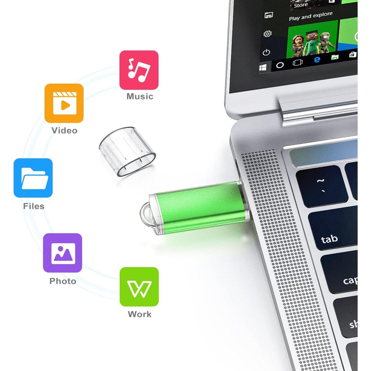 K&ZZ Paquete de 5 Unidades Flash USB 64GB Multicolor