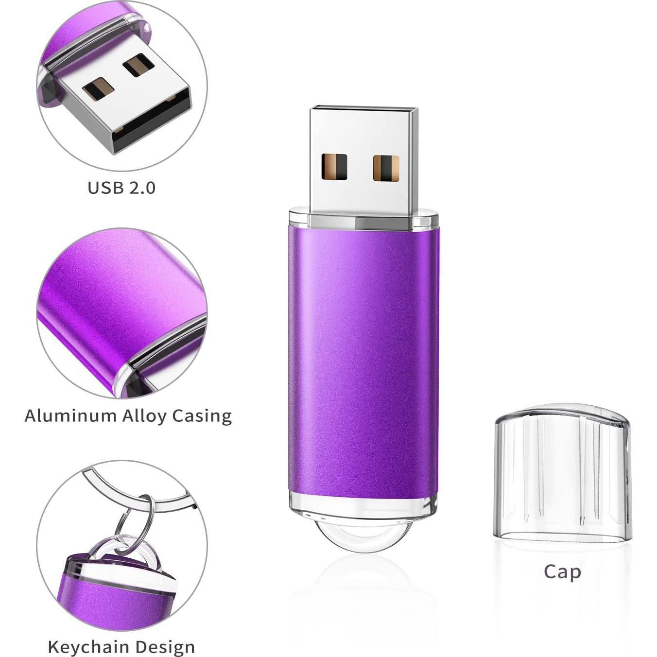 K&ZZ Paquete de 5 Unidades Flash USB 64GB Multicolor