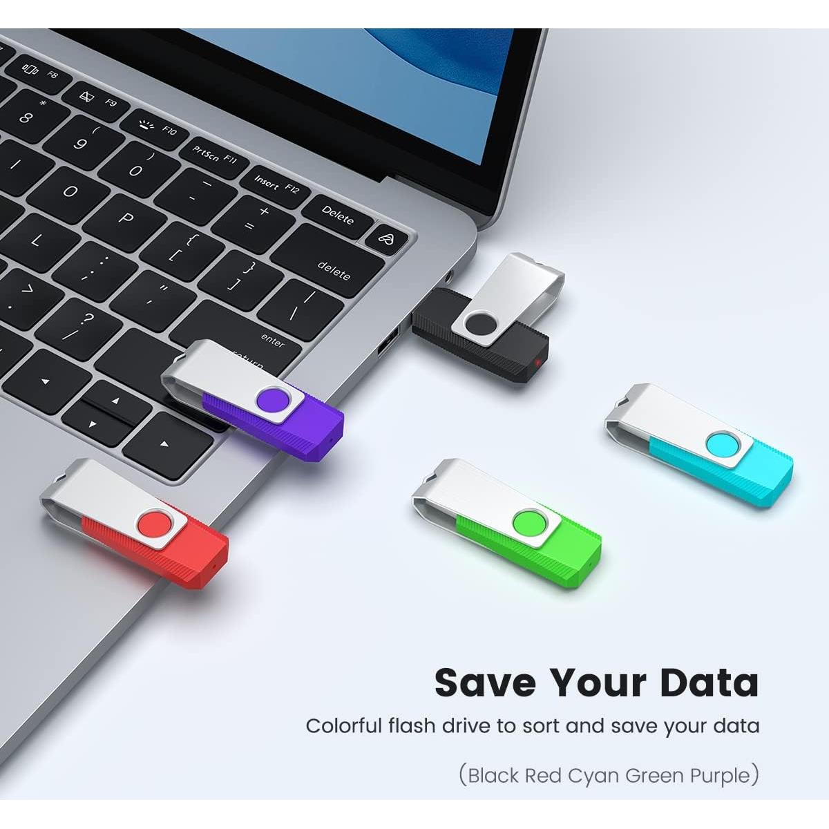 Aiibe 64GB Unidad Flash USB 3.0 - Paquete de 5 Colores Mixtos