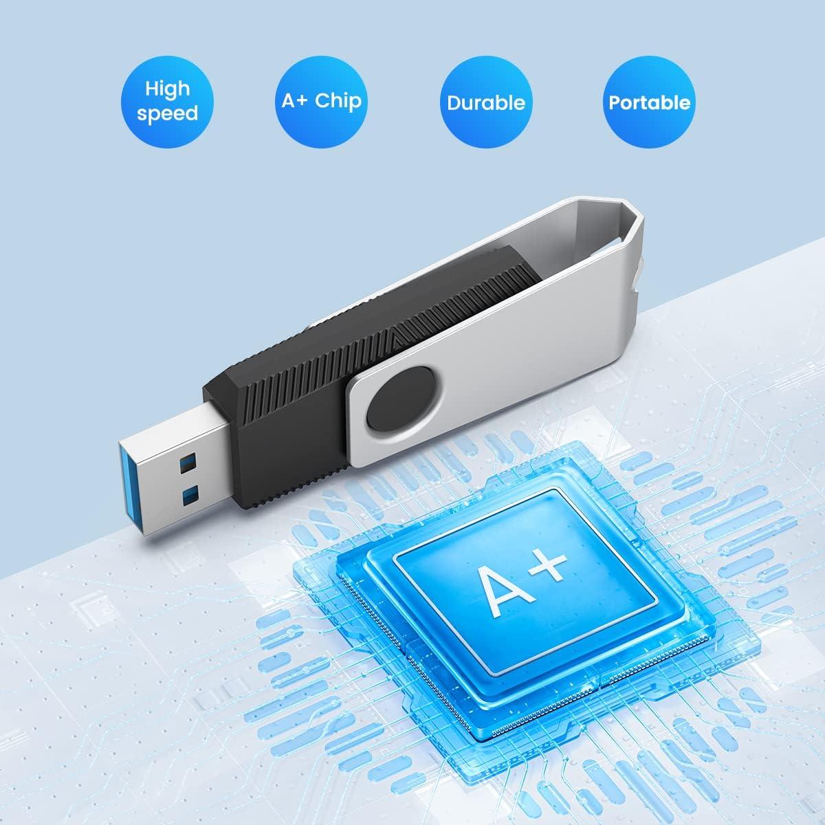 Aiibe 64GB Unidad Flash USB 3.0 - Paquete de 5 Colores Mixtos