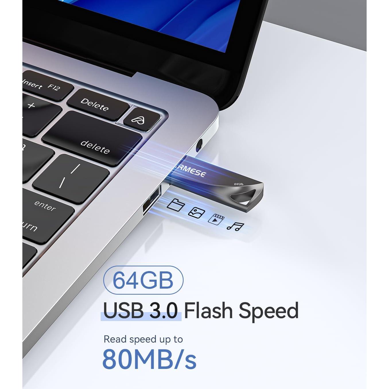 Unidad Flash USB 3.0 GARMESE 64GB Metálica Impermeable Gris
