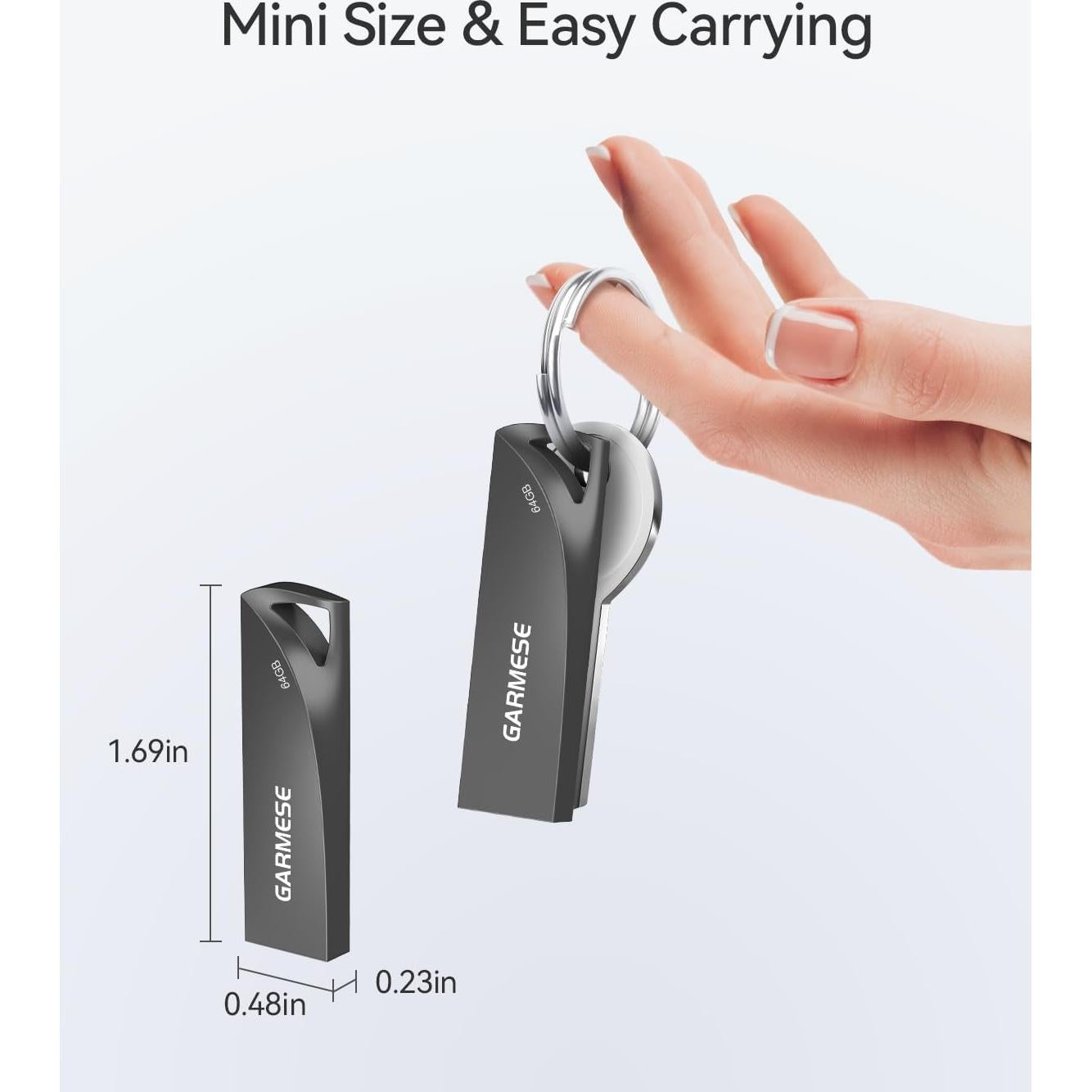 Unidad Flash USB 3.0 GARMESE 64GB Metálica Impermeable Gris