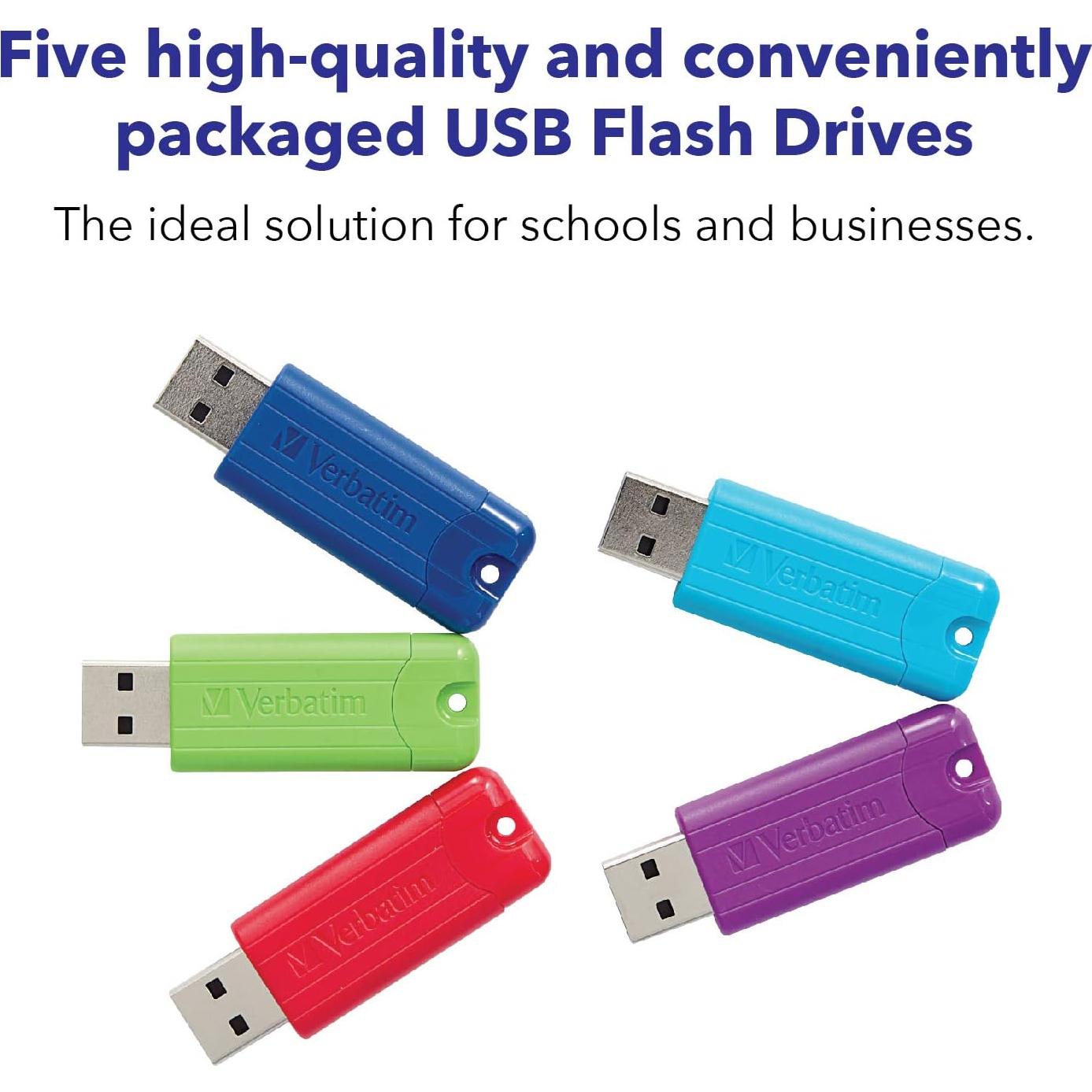 Pendrive Verbatim 16GB Pinstripe USB 3.2 Retráctil 5 Piezas