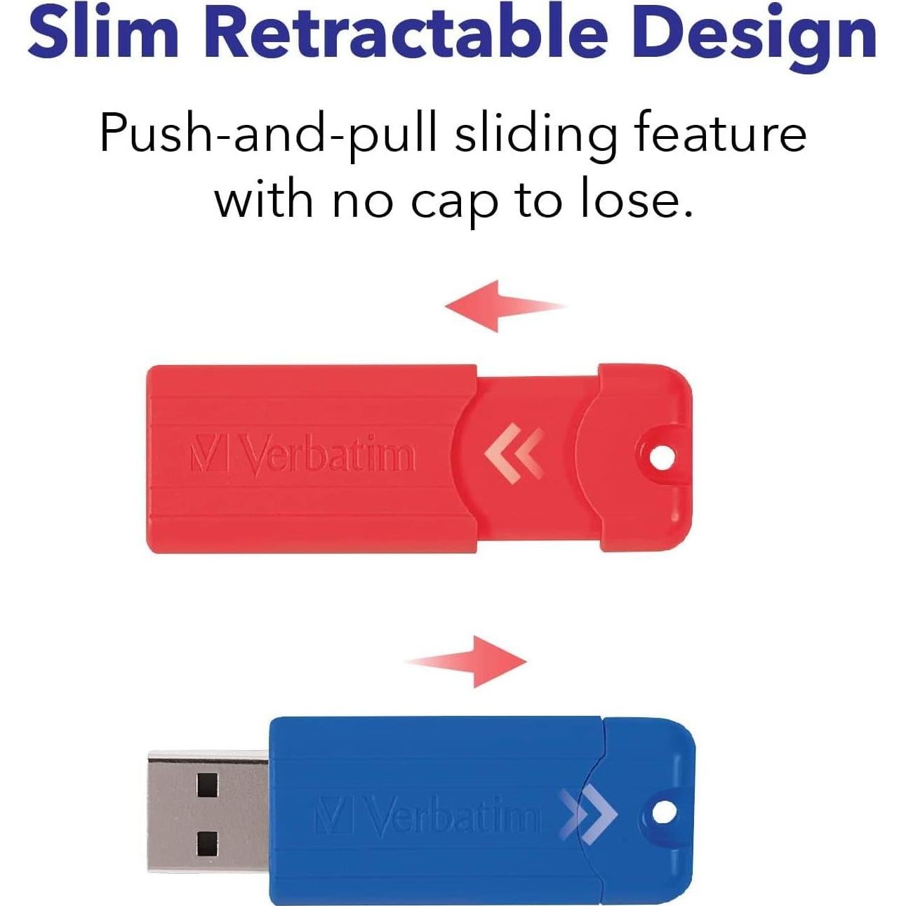 Pendrive Verbatim 16GB Pinstripe USB 3.2 Retráctil 5 Piezas