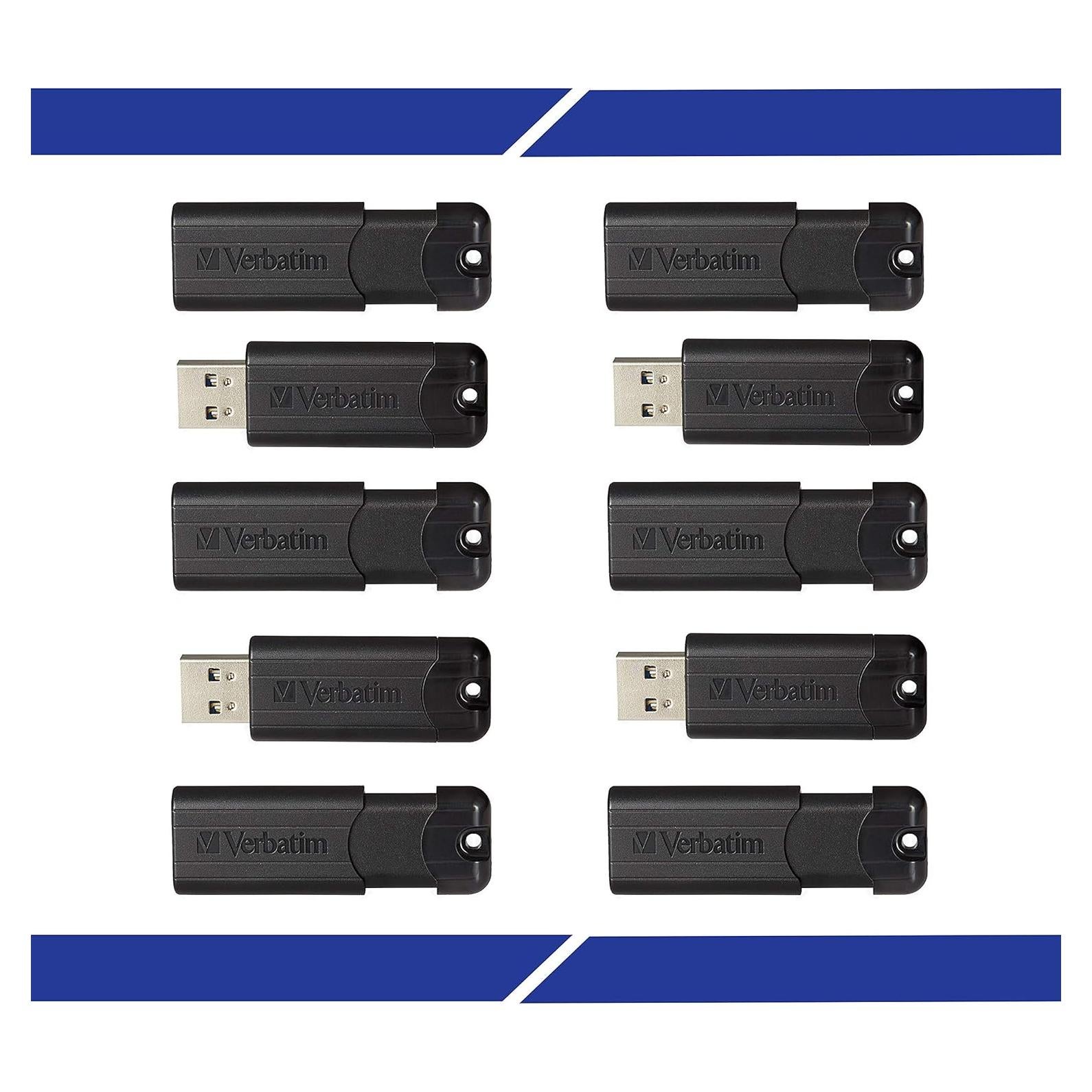 Pendrive Verbatim 32GB PinStripe USB 3.2 Gen 1 - 10 Pack Negro