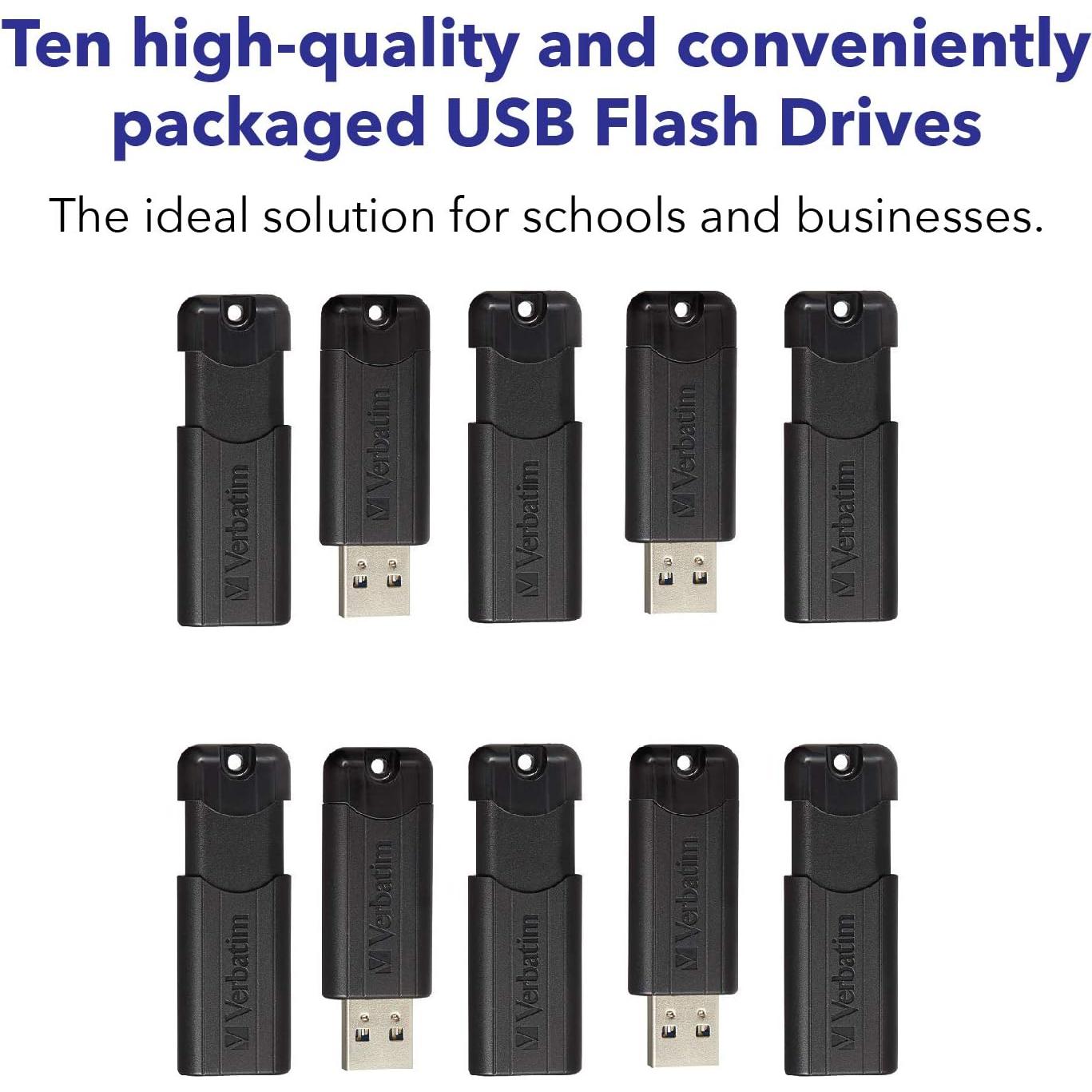 Pendrive Verbatim 32GB PinStripe USB 3.2 Gen 1 - 10 Pack Negro