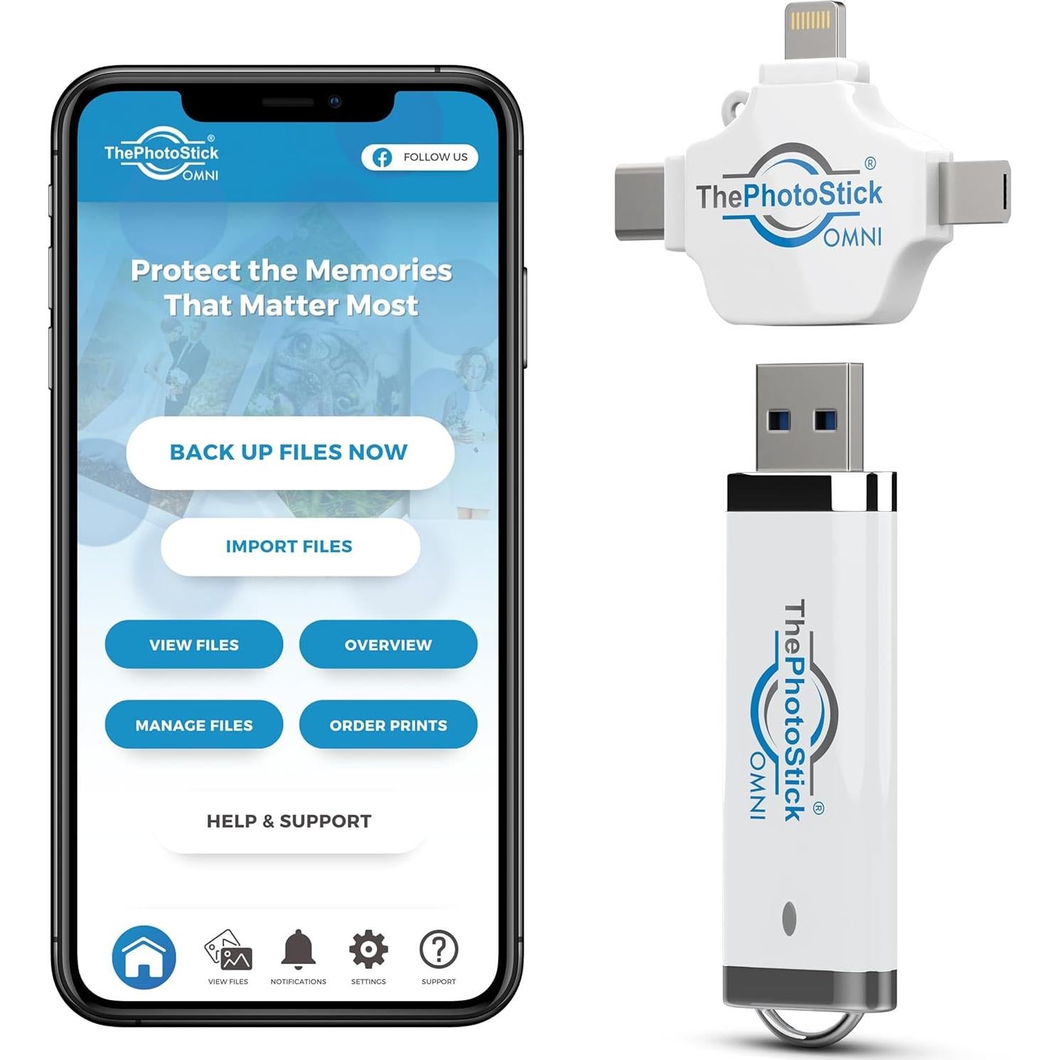 ThePhotoStick Omni 32GB - USB para Copia de Seguridad de Fotos