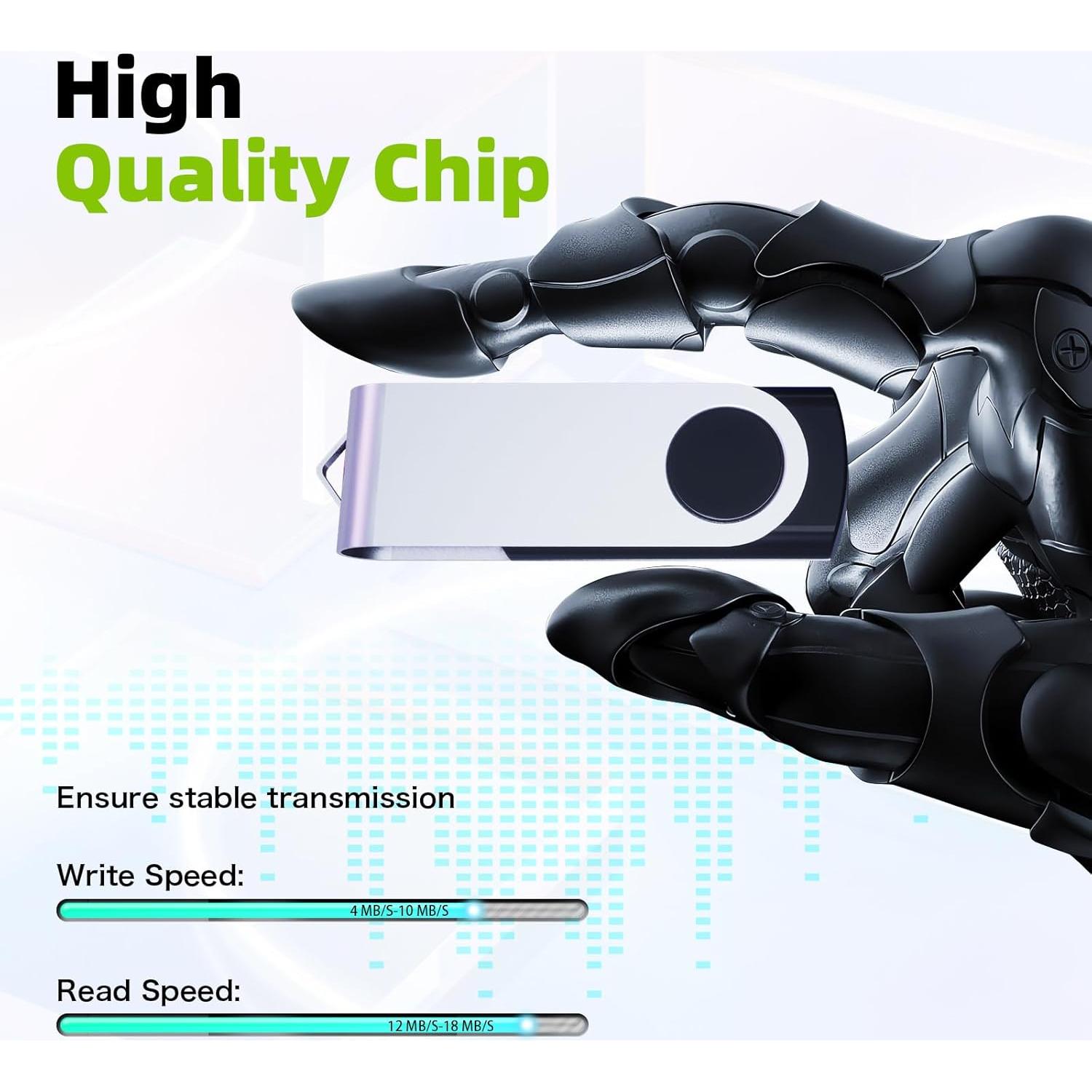 Paquete de 10 Unidades Flash USB 2.0 Wooolken 64GB Metálicas