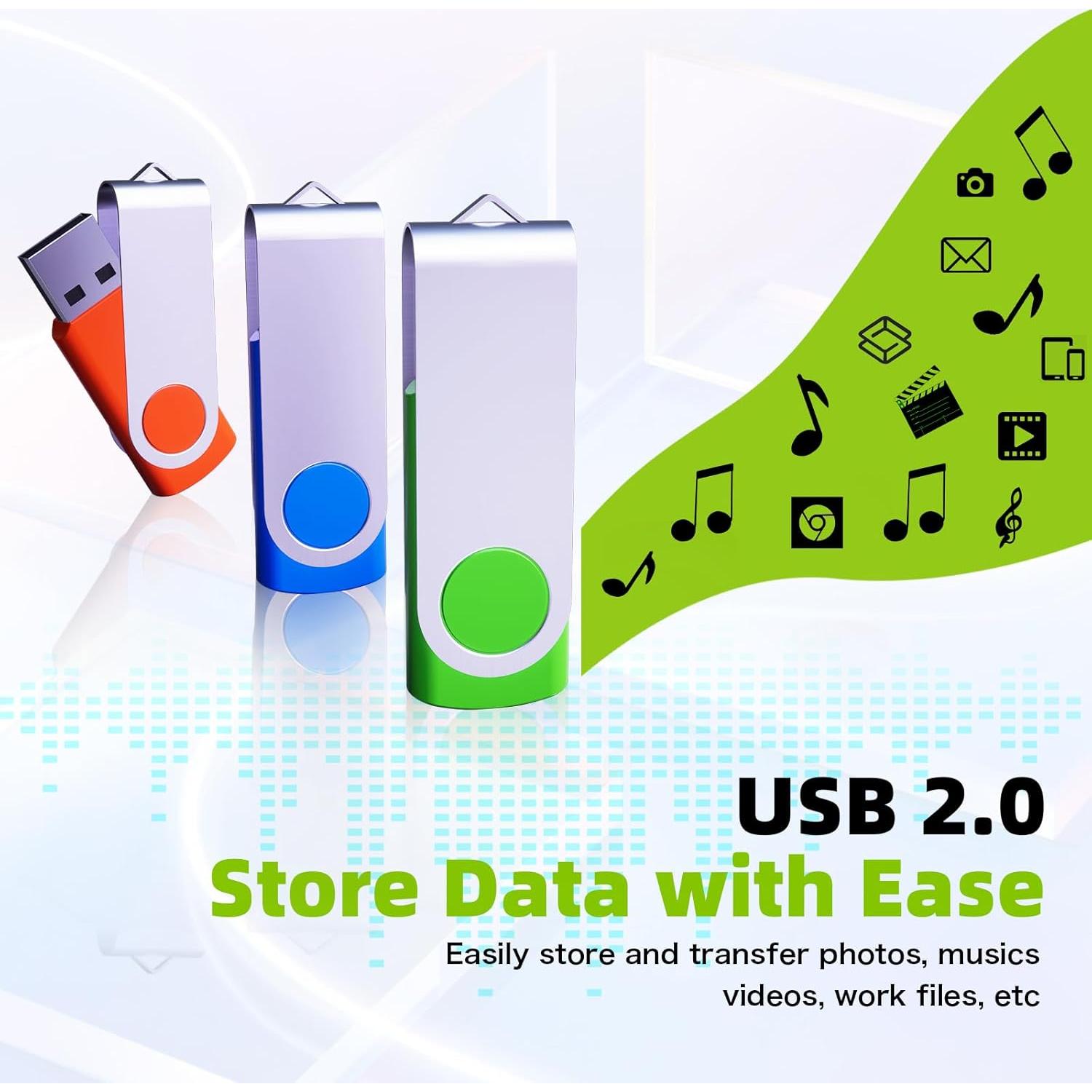 Paquete de 10 Unidades Flash USB 2.0 Wooolken 64GB Metálicas