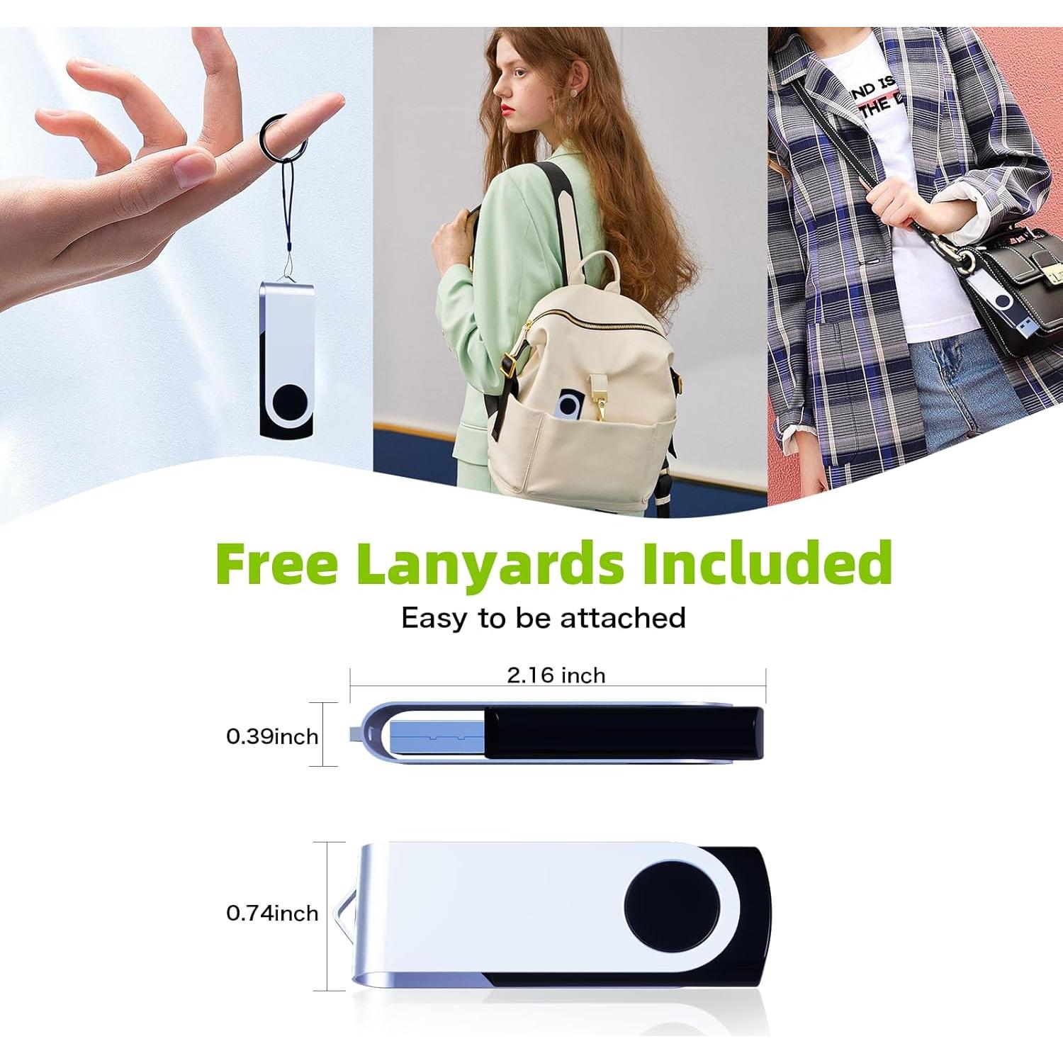 Paquete de 10 Unidades Flash USB 2.0 Wooolken 64GB Metálicas