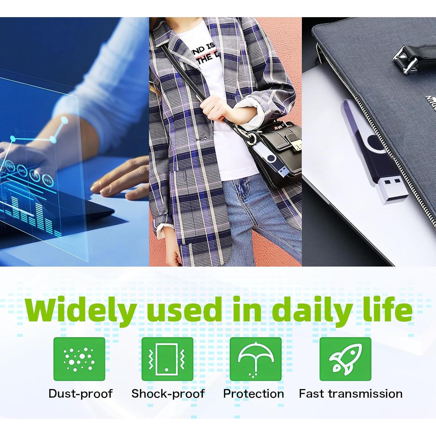 Paquete de 10 Unidades Flash USB 2.0 Wooolken 64GB Metálicas