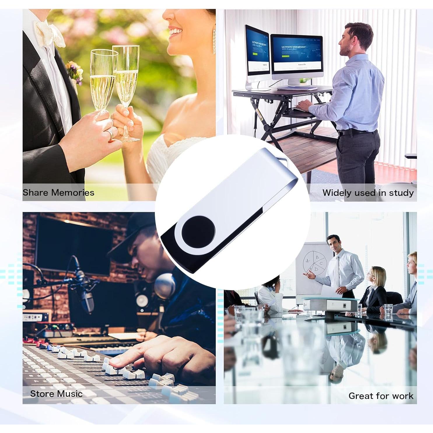 Paquete de 10 Unidades Flash USB 2.0 Wooolken 64GB Metálicas