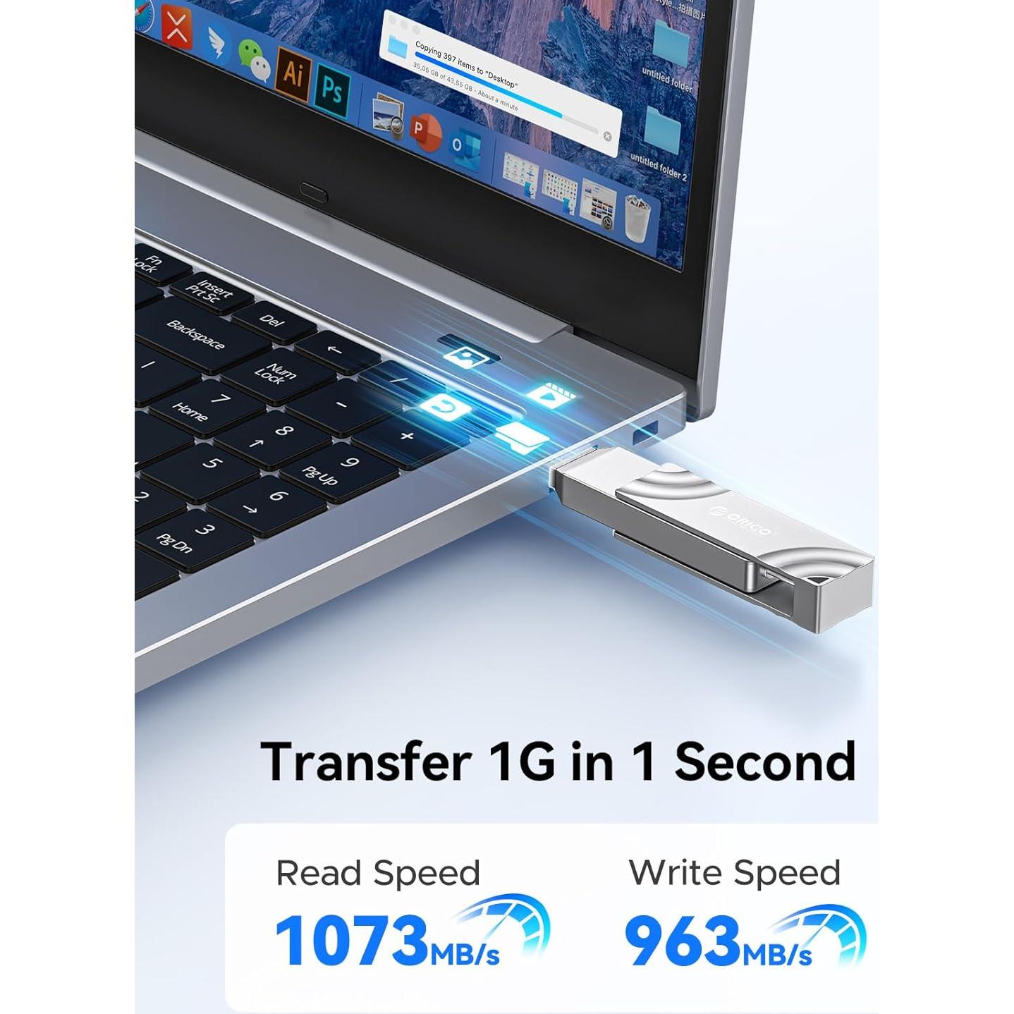 ORICO A10 1TB Disco Duro Sólido Externo USB-C y A