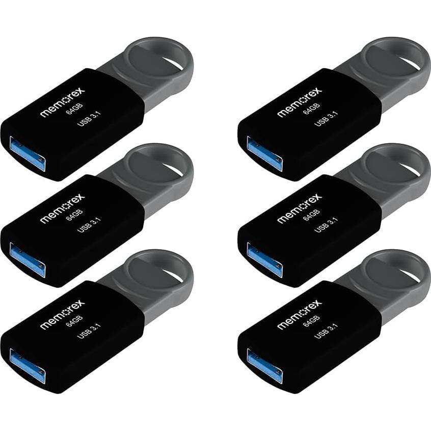 Memorex USB 3.1 Unidad Flash 64GB - Paquete de 6
