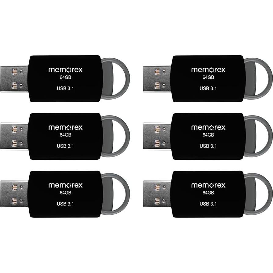 Memorex USB 3.1 Unidad Flash 64GB - Paquete de 6