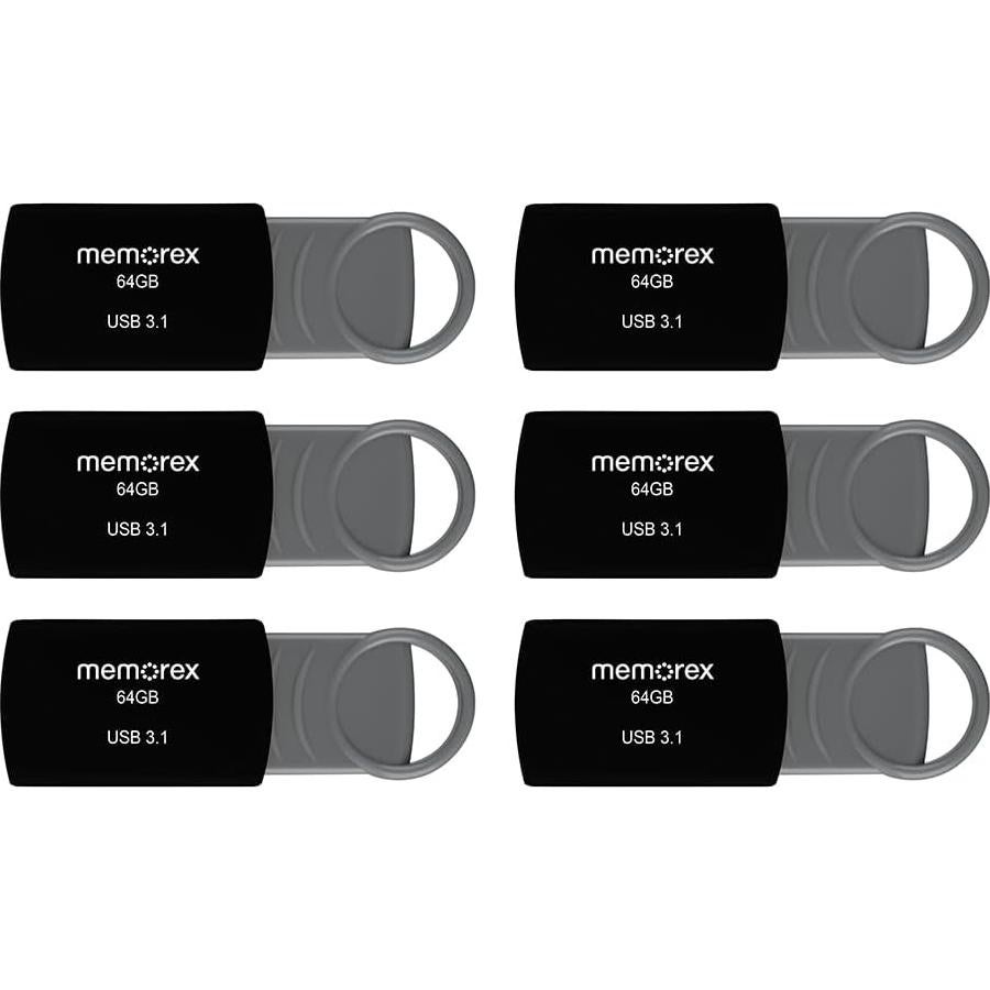 Memorex USB 3.1 Unidad Flash 64GB - Paquete de 6