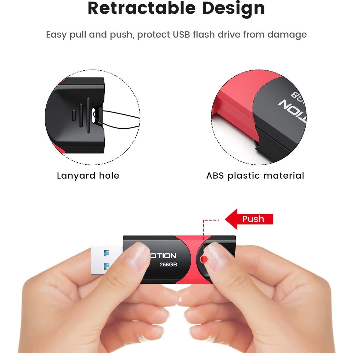 Unidad Flash USB 3.0 KOOTION 256 GB Rojo Retráctil