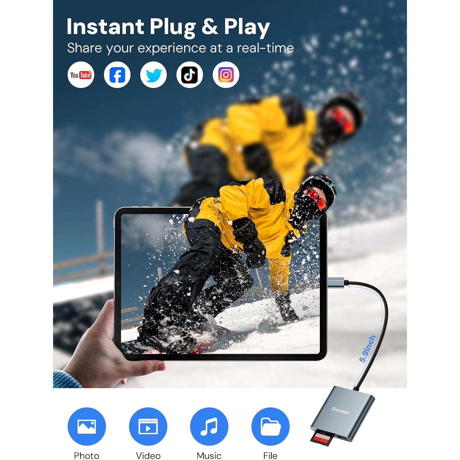 Lector de Tarjeta SD Dockteck USB-C 312MB/s 3 en 1