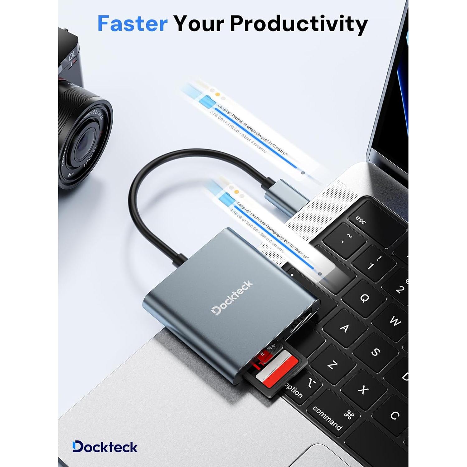 Lector de Tarjeta SD Dockteck USB-C 312MB/s 3 en 1